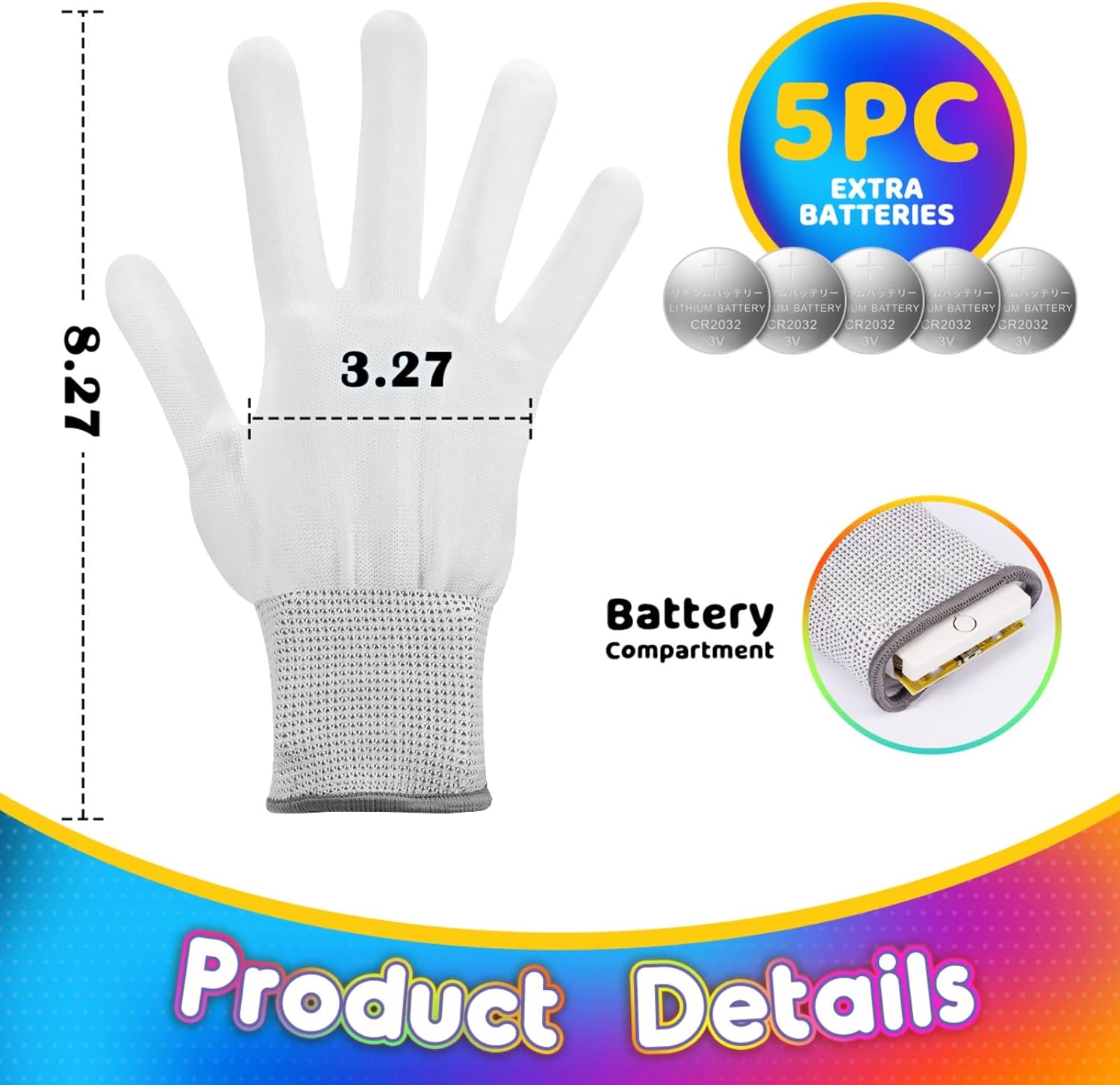 Gants LED Colorés | Gants LED Lumineux et Respirants Jouet pour Enfants 6, 7, 8, 9+ Ans King of Toys
