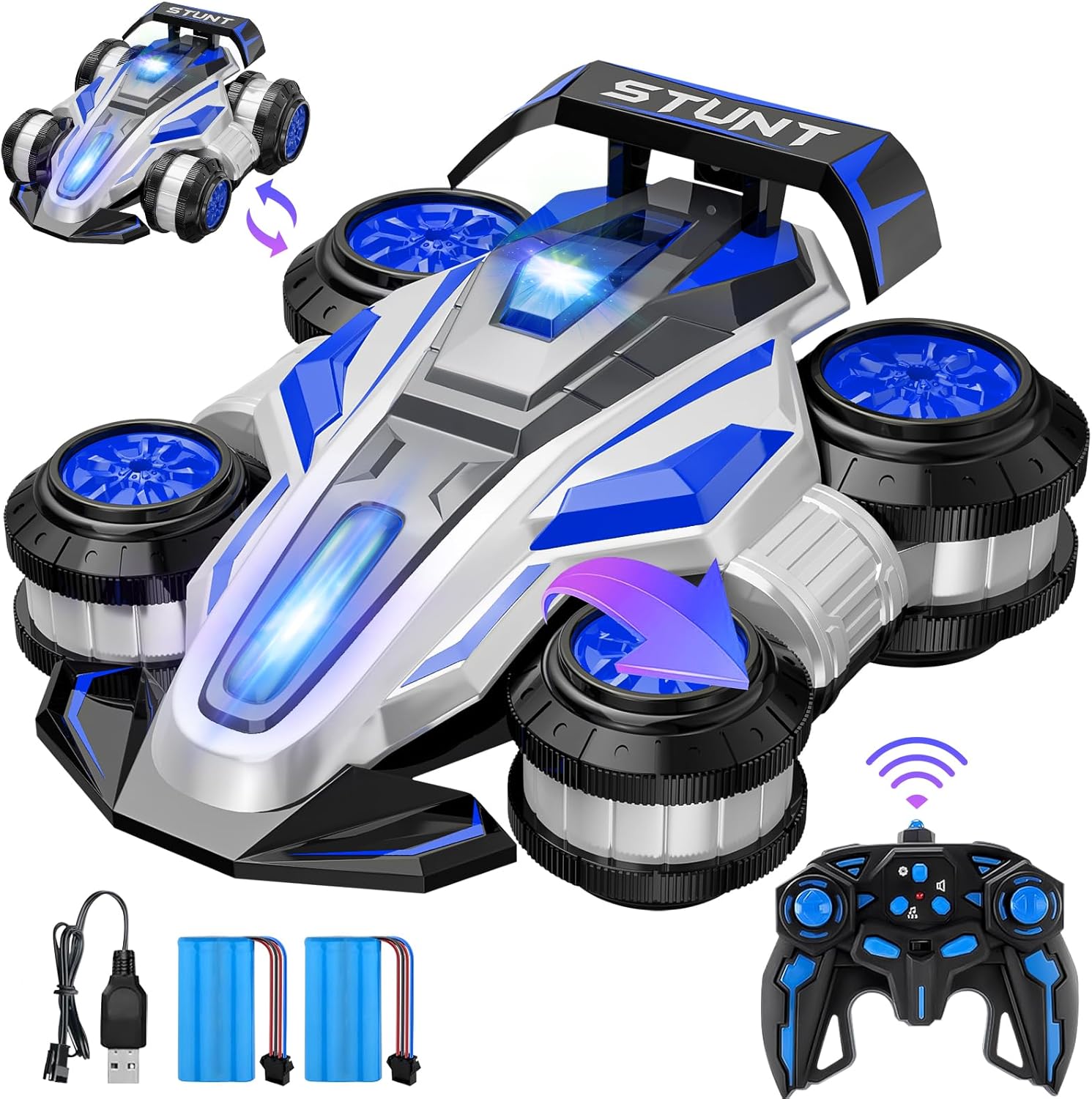 Voiture RC Stunt Deformation à Grande Vitesse | Voiture Télécommandée Rotative 360° Transformable | Cadeau d'Anniversaire pour Garçons et Filles 6-16 Ans King of Toys