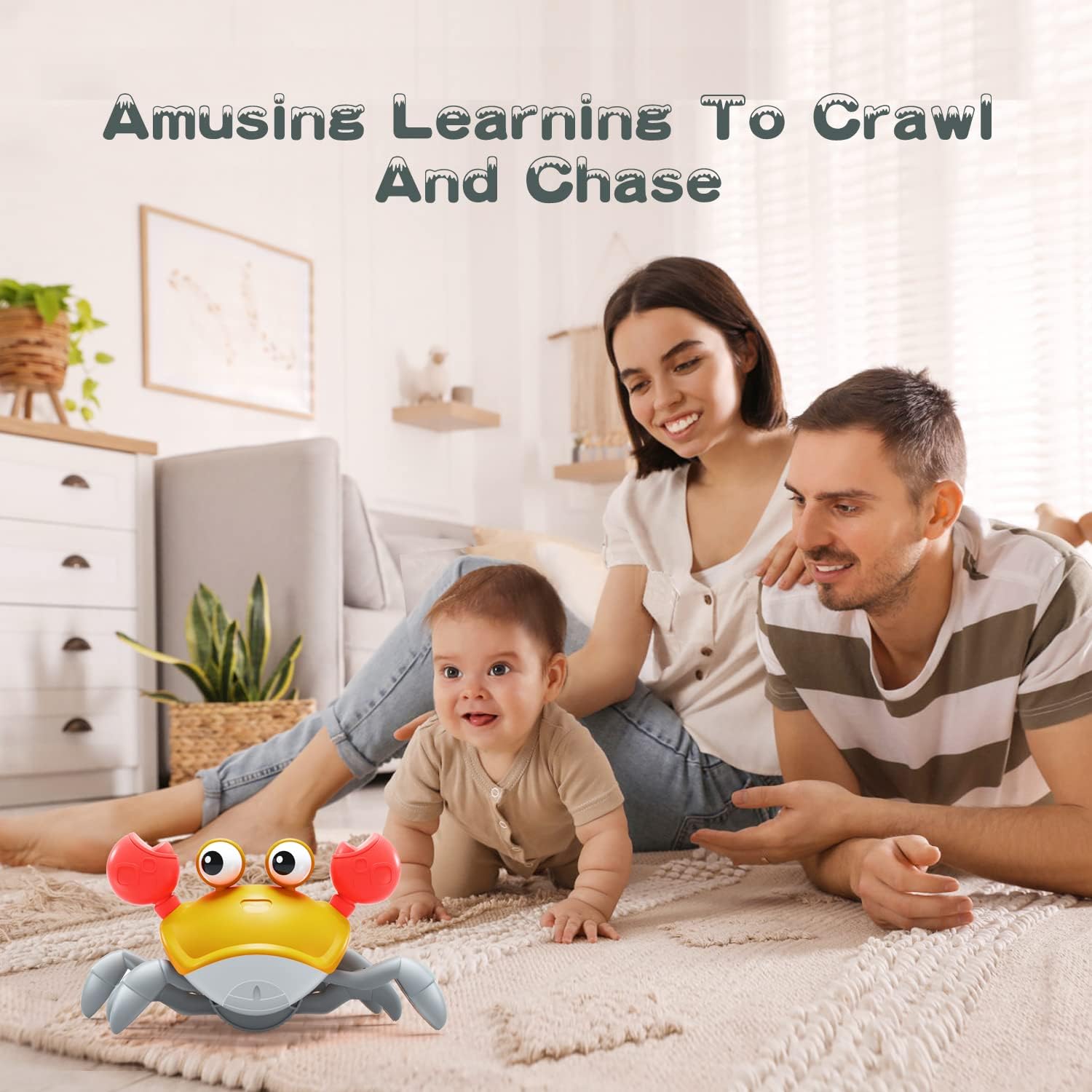 Jouets Bébé Crabe Rampant - Cadeaux Jouet Tummy Time pour Garçons et Filles de 3 à 12 Mois avec Système d'Apprentissage du Rampement et Musique King of Toys