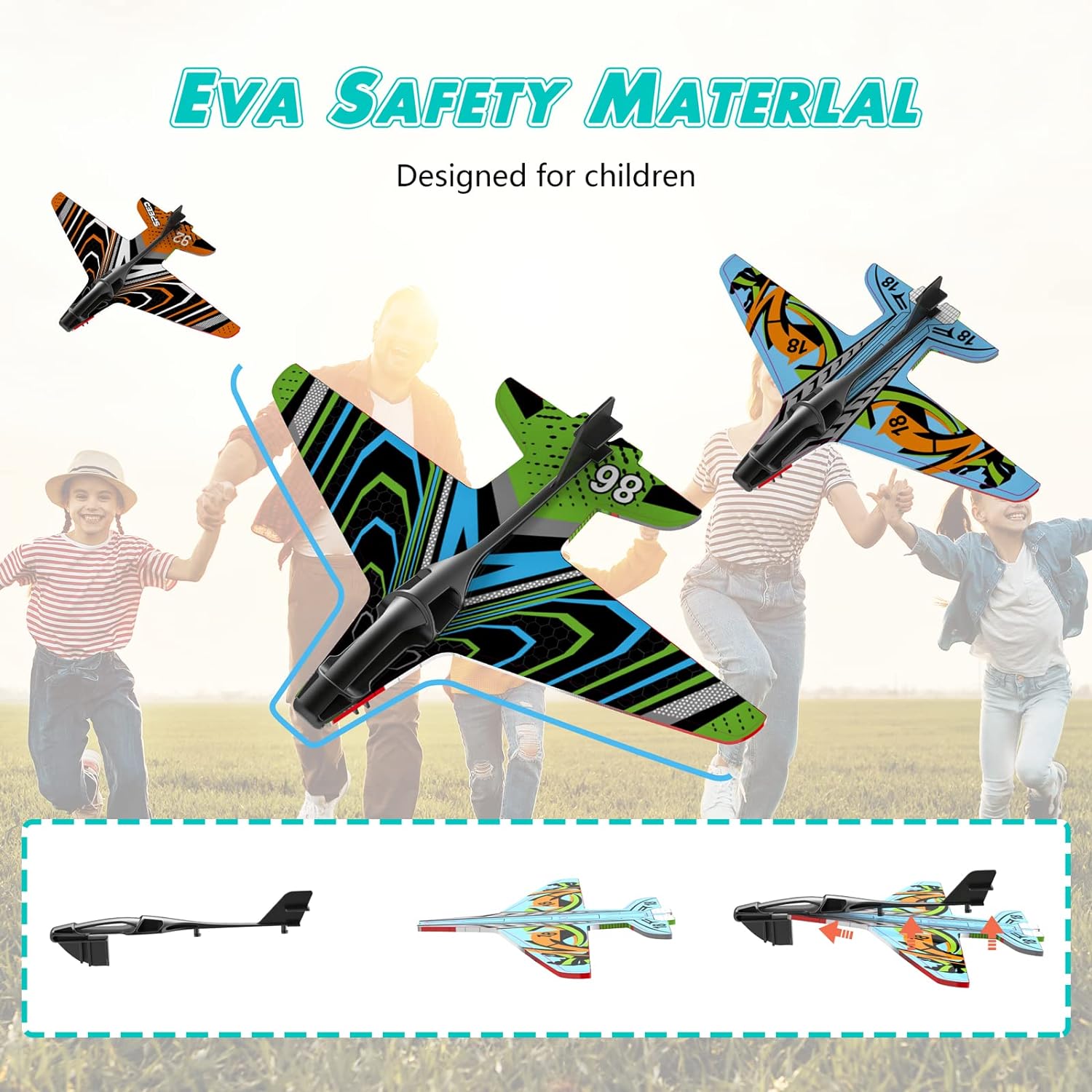 Catapulte Avion avec 8 Planeurs - Jouets d'Extérieur pour Enfants de 5, 6 Ans et Plus Speelgoed Koning