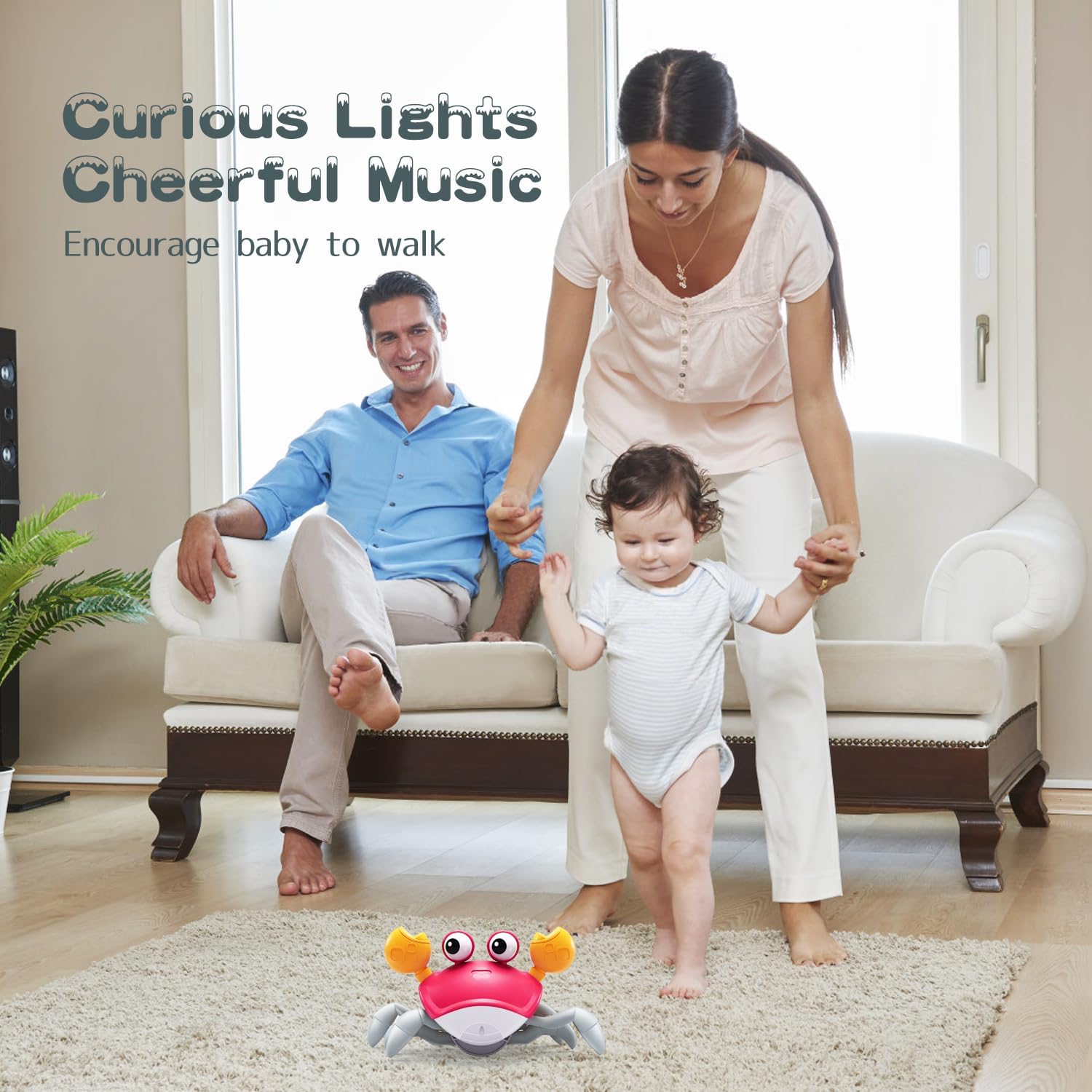 Jouets Bébé Crabe Rampant - Cadeaux Jouet Tummy Time pour Garçons et Filles de 3 à 12 Mois avec Système d'Apprentissage du Rampement et Musique King of Toys
