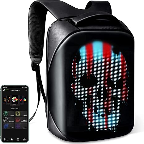 Sac à Dos Multifonctionnel pour Ordinateur Portable avec LED | Pour Adolescents et Adultes | Changez les Graphismes avec l'Application King of Toys