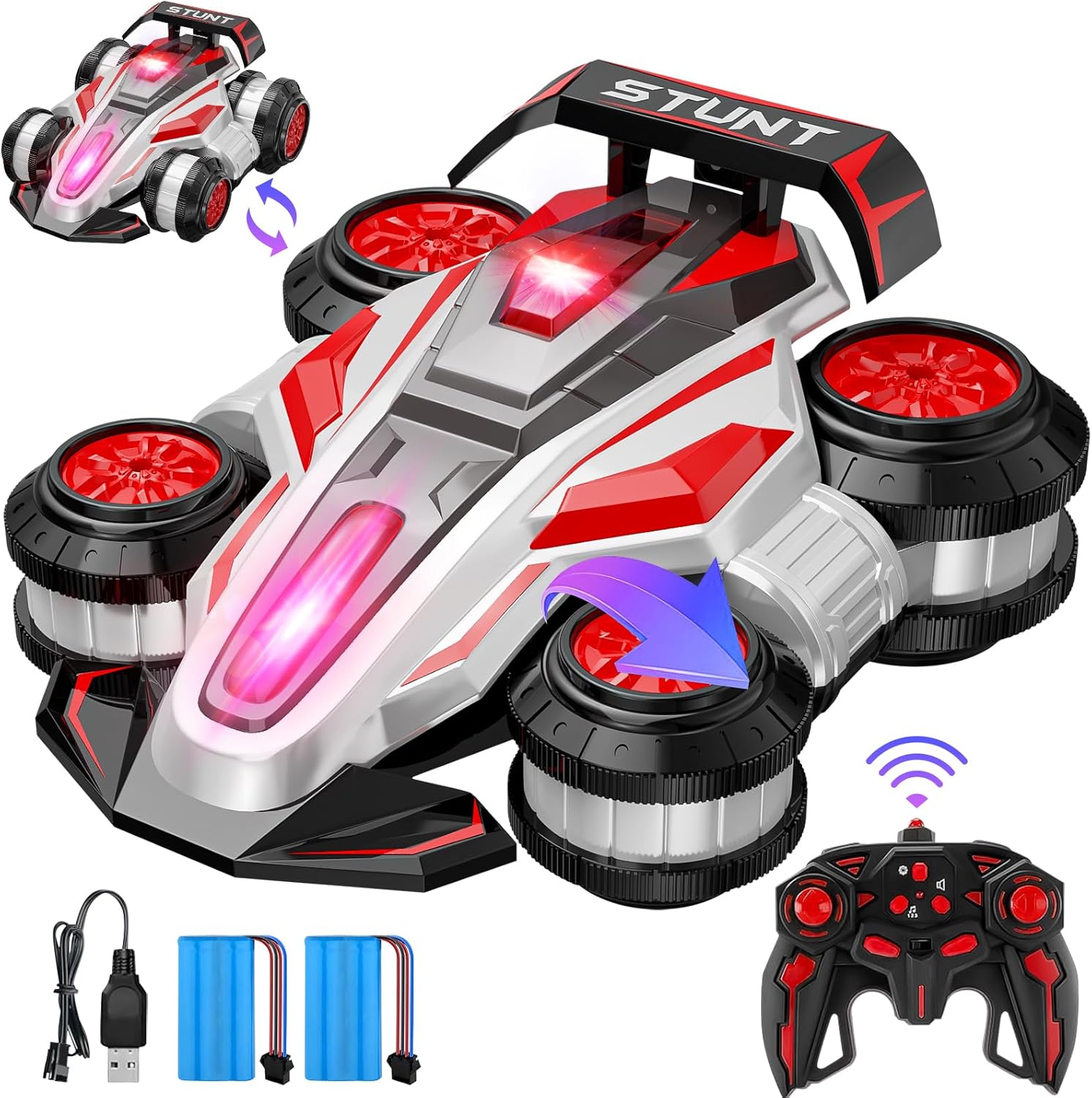 Voiture RC Stunt Deformation à Grande Vitesse | Voiture Télécommandée Rotative 360° Transformable | Cadeau d'Anniversaire pour Garçons et Filles 6-16 Ans King of Toys