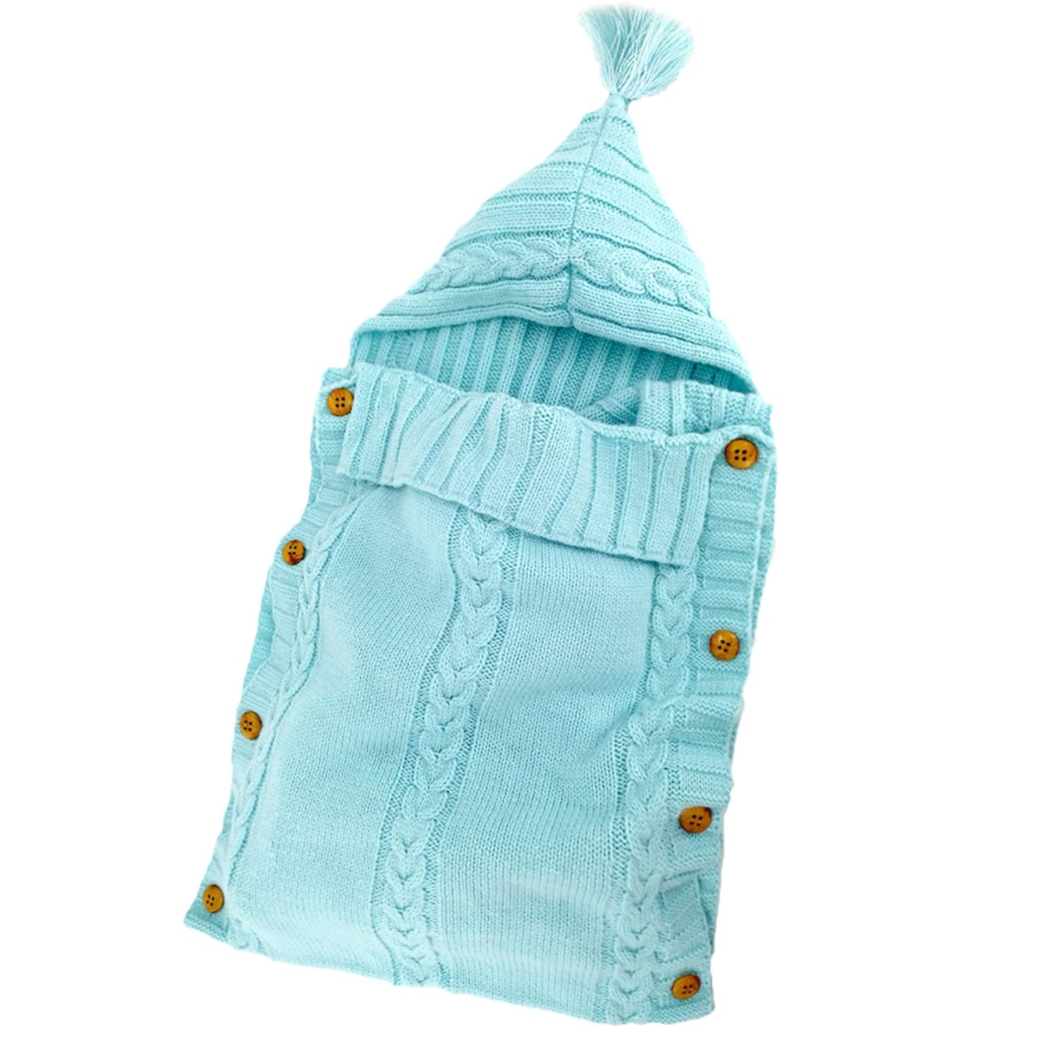 Sac de Couchage Bébé en Tricot Épais pour Nouveau-Né 0-6 Mois - Couverture d'Emmaillotage Laine avec Capuche - Cadeau de Naissance Hiver