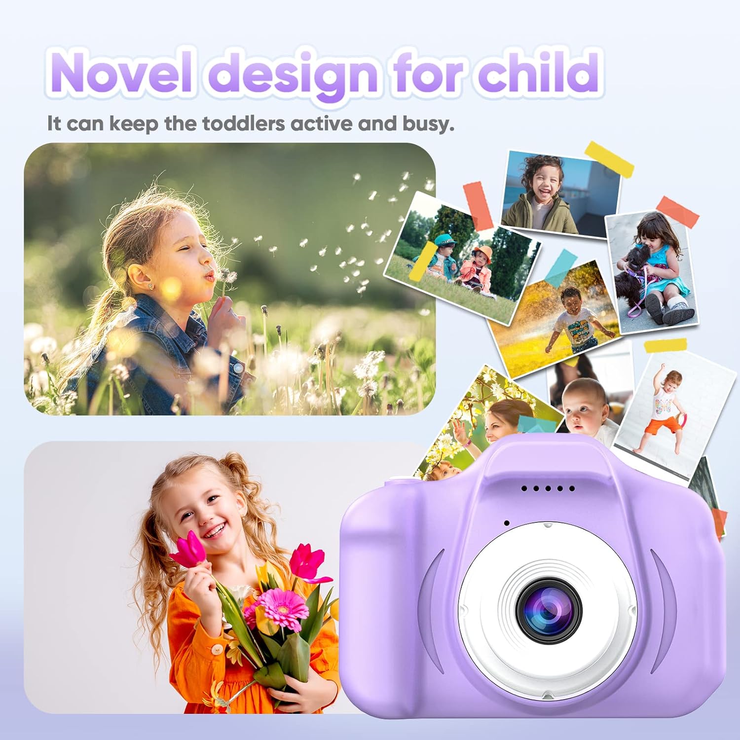 Appareil Photo Selfie HD pour Enfants | Caméra Portable avec Carte SD 32GB pour Enfants de 3-9 Ans