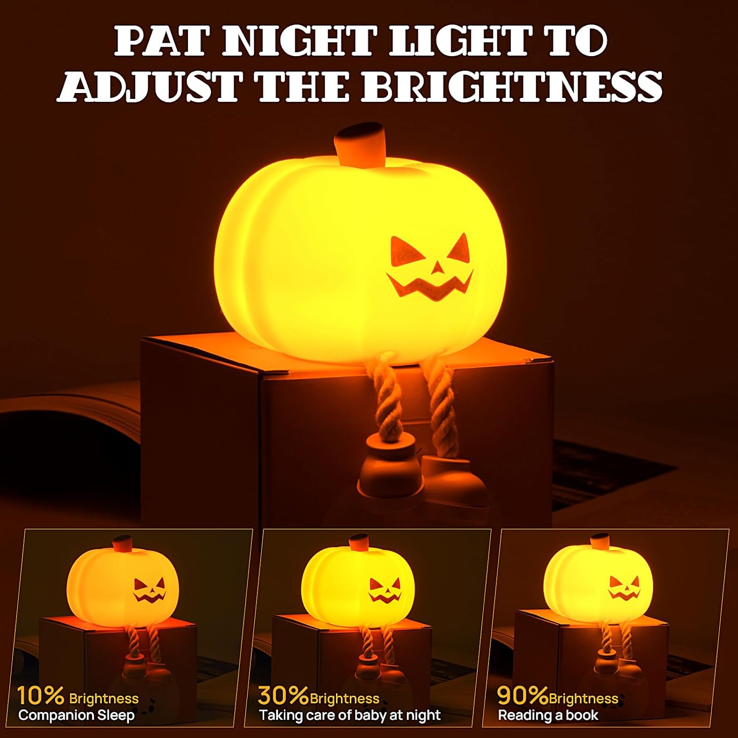 Lampe de Nuit Citrouille | Lampe LED Rechargeable Tactile de Chevet en Silicone Dimmer pour Enfants King of Toys