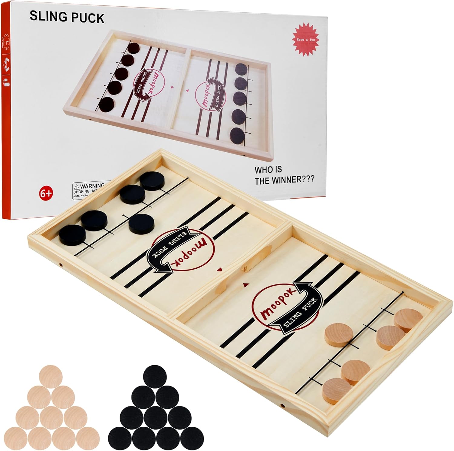 Jeu de Hockey en Bois 2 en 1 | Jeu de Fronde en Bois Activité Intérieure pour Toute la Famille, Enfants et Adultes King of Toys