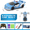Voiture-robot transformable télécommandée | Voiture de police RC avec transformation à un bouton, lumière clignotante et rotation à 360° pour enfants King of Toys