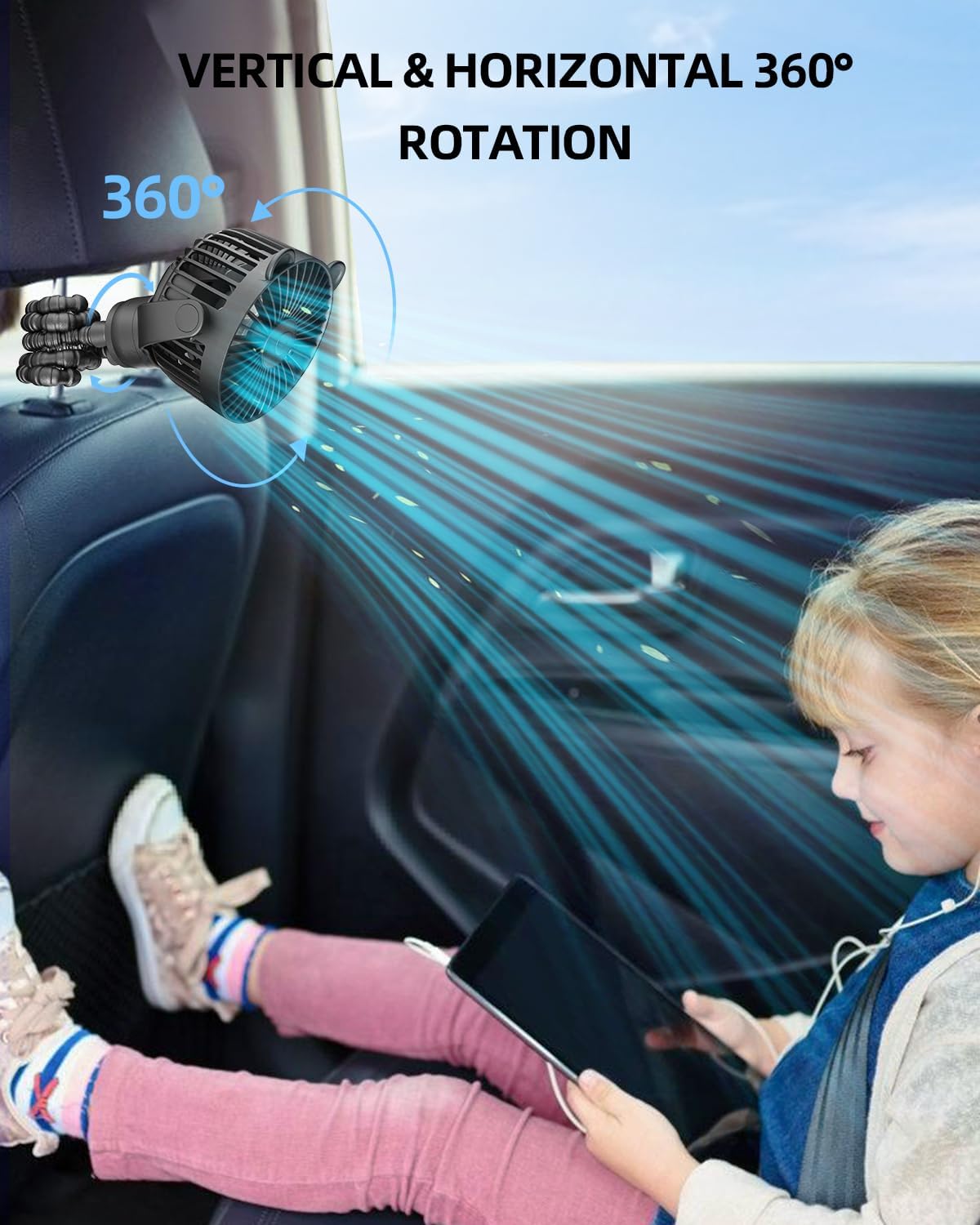 Ventilateur Portable Rechargeable pour Poussette et Voyage - Mini Ventilateur à Pince Flexible 360° avec Affichage Numérique - Essentiel Bébé Été