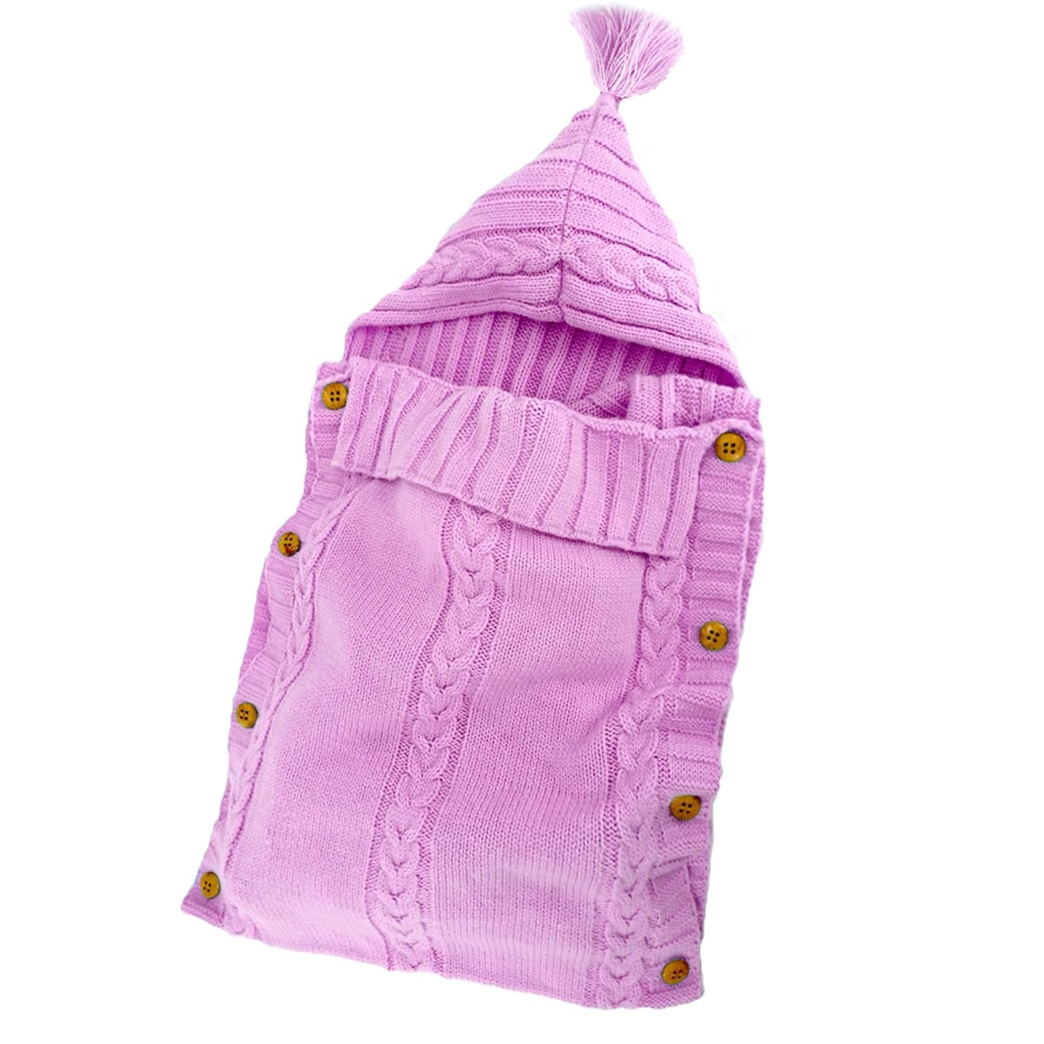 Sac de Couchage Bébé en Tricot Épais pour Nouveau-Né 0-6 Mois - Couverture d'Emmaillotage Laine avec Capuche - Cadeau de Naissance Hiver