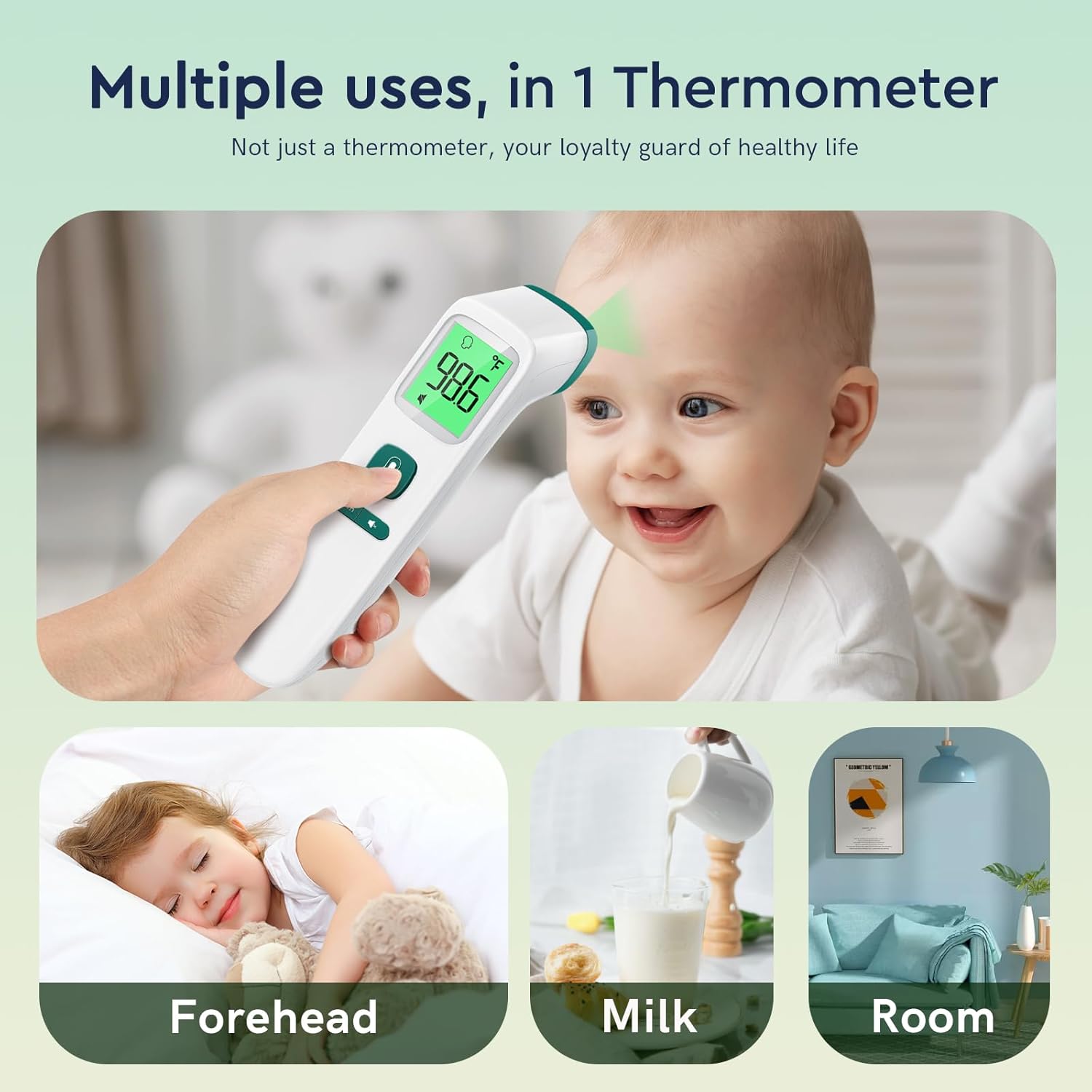 Thermomètre Numérique Sans Contact avec Alarme de Fièvre et Mode Silencieux | Pour Adultes, Enfants et Bébés King of Toys