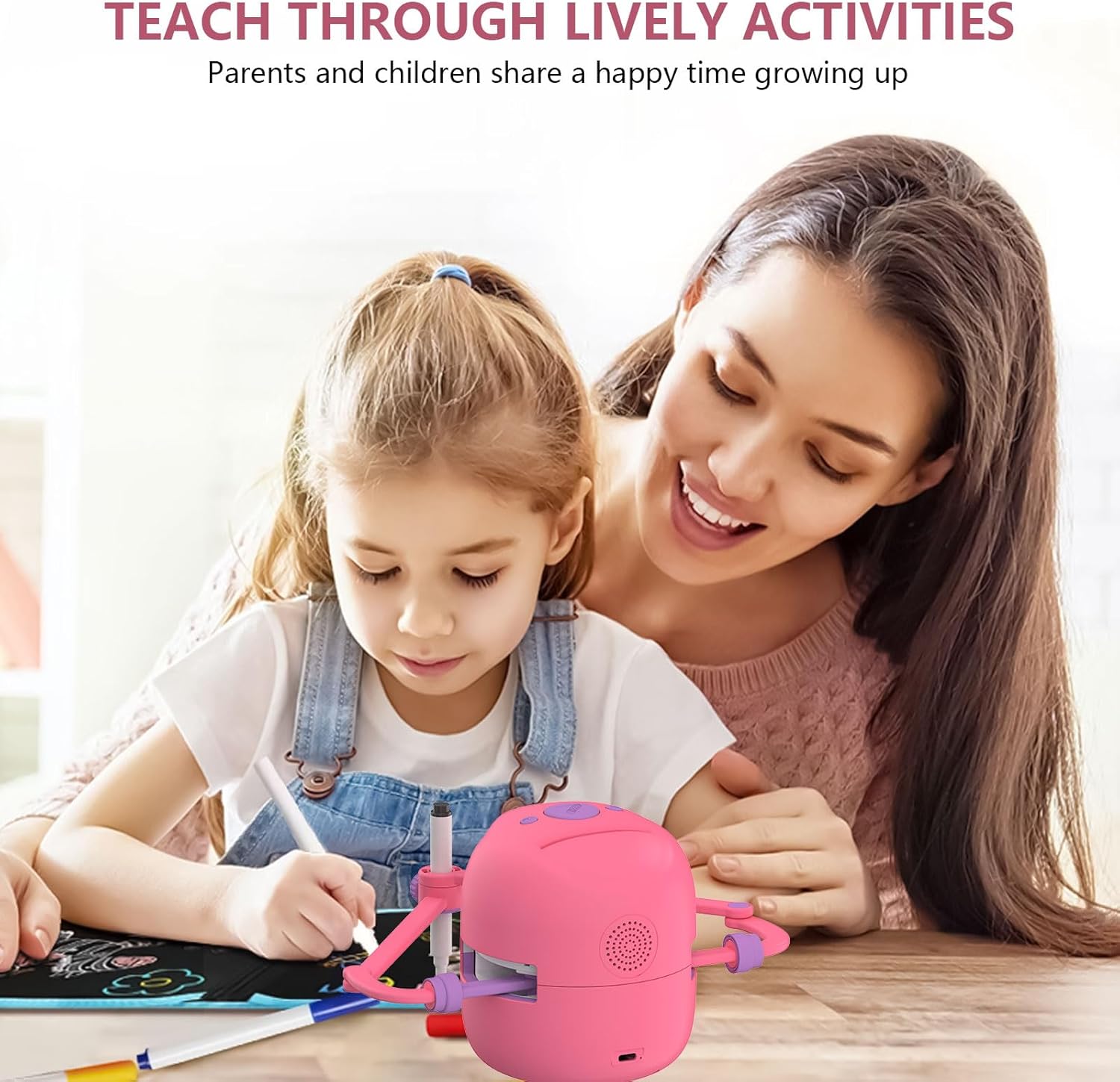 Robot de Dessin Éducatif Interactif | Jouet Montessori avec 100 Cartes de Mots et Interaction Vocale pour Enfants de 5 Ans et Plus King of Toys