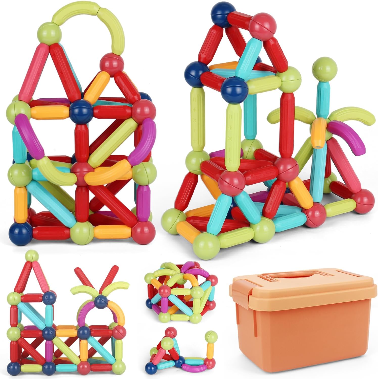 Blocs de Construction Magnétiques Éducatifs 103 Pièces - Jouets Montessori 3 Ans pour Garçons et Filles Speelgoed Koning