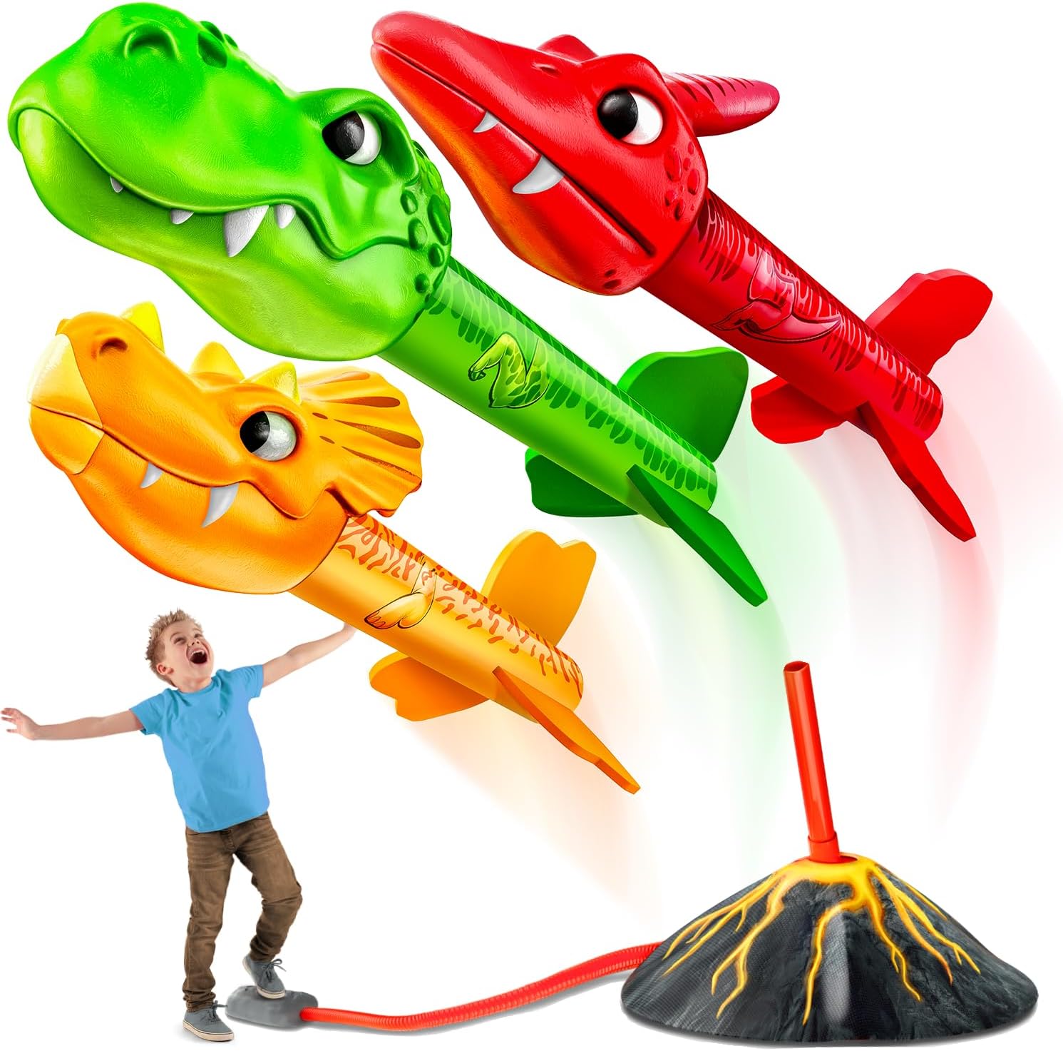 Lanceur de fusée Dino pour enfants - Jouets d'extérieur 2 ans