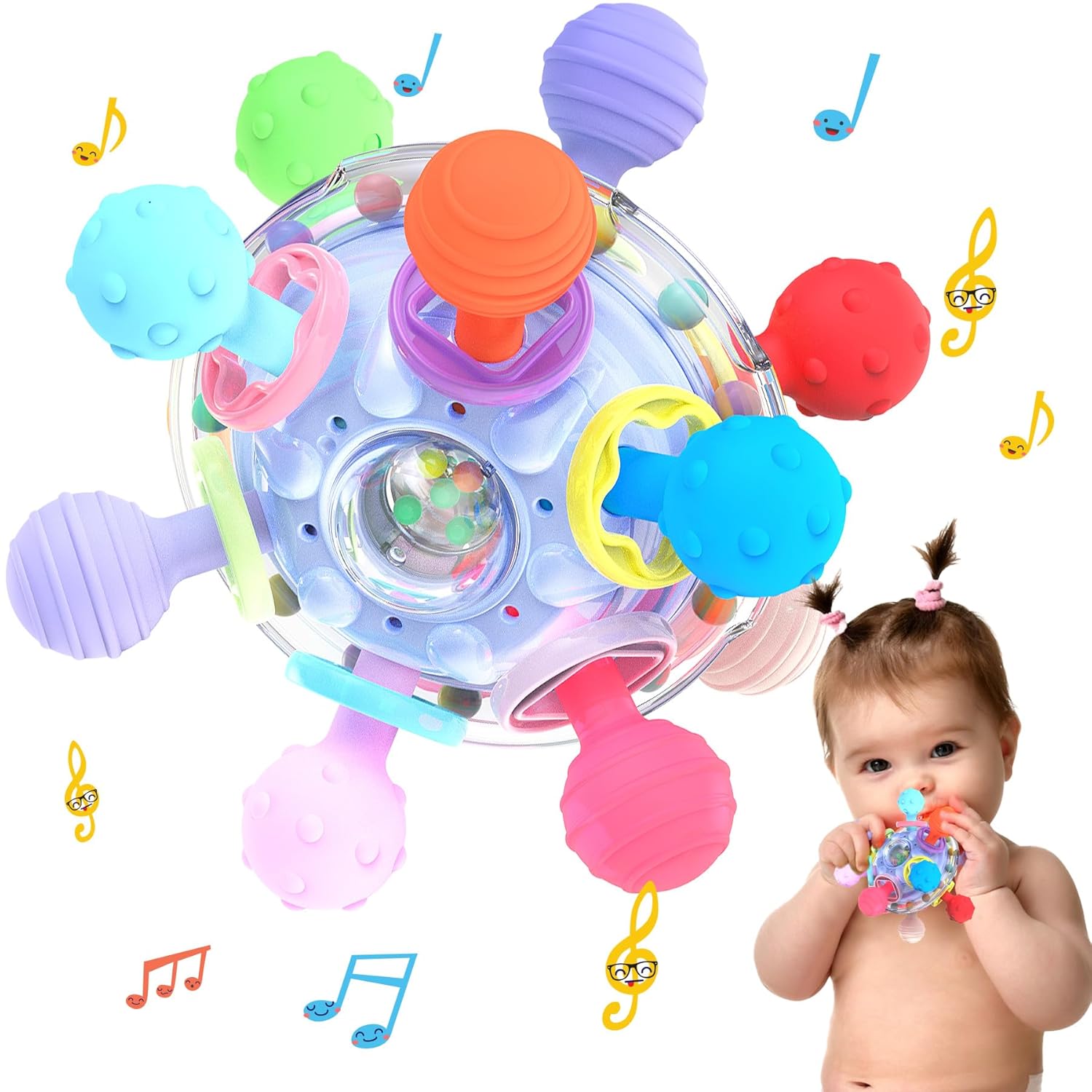 Jouets de Dentition Sensoriels pour Bébé | Jouets Montessori pour Infants de 2, 4, 6, 12, 18, 24 Mois King of Toys