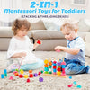 WoodGame l Perles en bois à empiler avec formes l Jeu de jouets Montessori De Speelgoed Koning