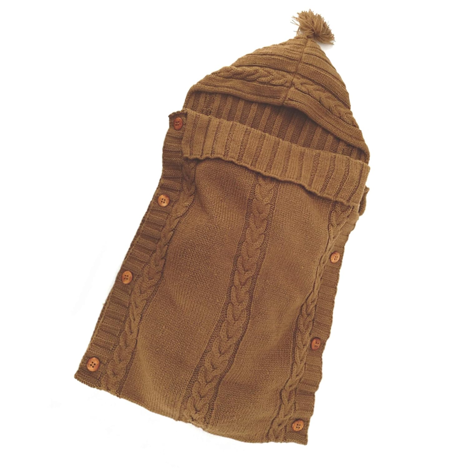 Sac de Couchage Bébé en Tricot Épais pour Nouveau-Né 0-6 Mois - Couverture d'Emmaillotage Laine avec Capuche - Cadeau de Naissance Hiver