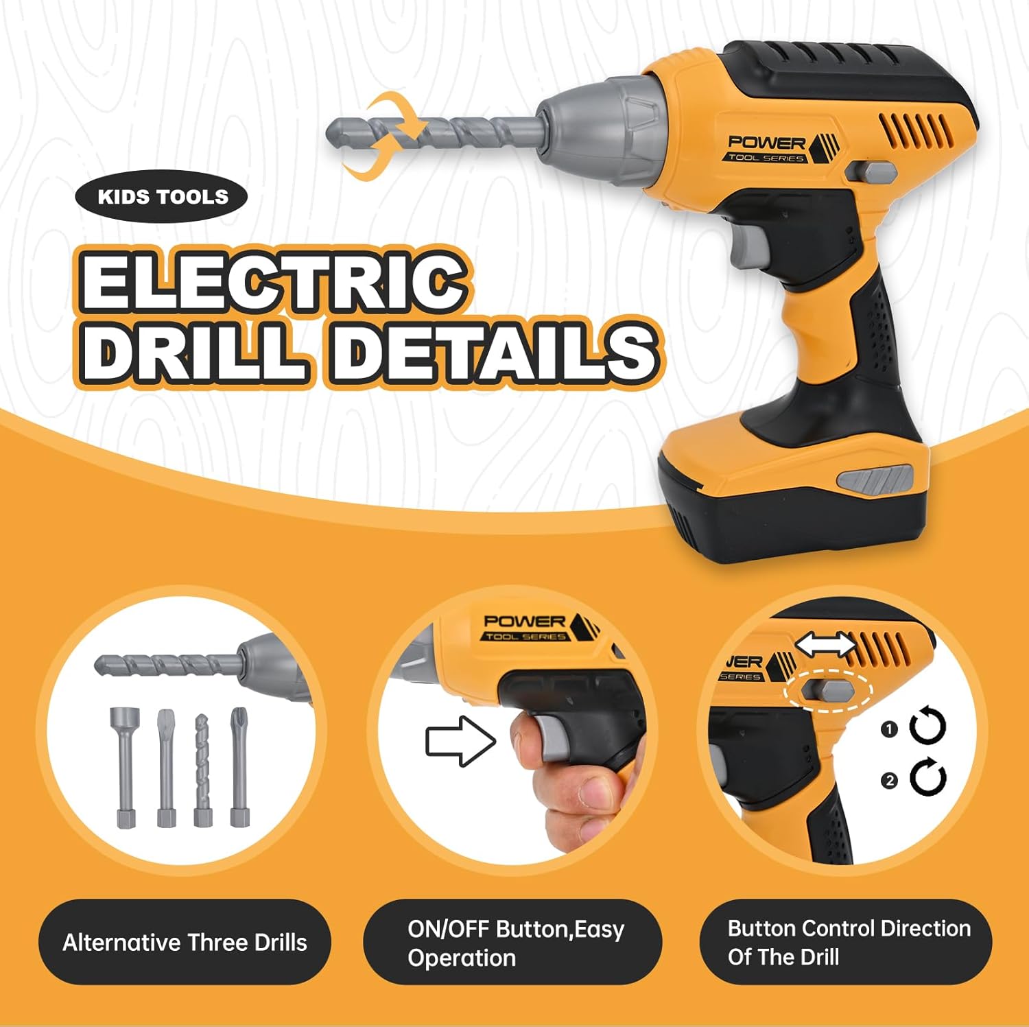 Ensemble d'Outils pour Enfants Garçons | Kit d'Outils pour Tout-Petits avec Sac à Outils et Perceuse Électronique Jouet | Jeux d'Imitation de Construction pour Enfants | Jouets pour Garçons de 3, 4, 5 Ans King of Toys