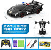Voiture-robot transformable télécommandée | Voiture de police RC avec transformation à un bouton, lumière clignotante et rotation à 360° pour enfants King of Toys