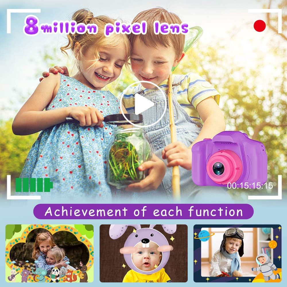 Appareil Photo Selfie HD pour Enfants | Caméra Portable avec Carte SD 32GB pour Enfants de 3-9 Ans