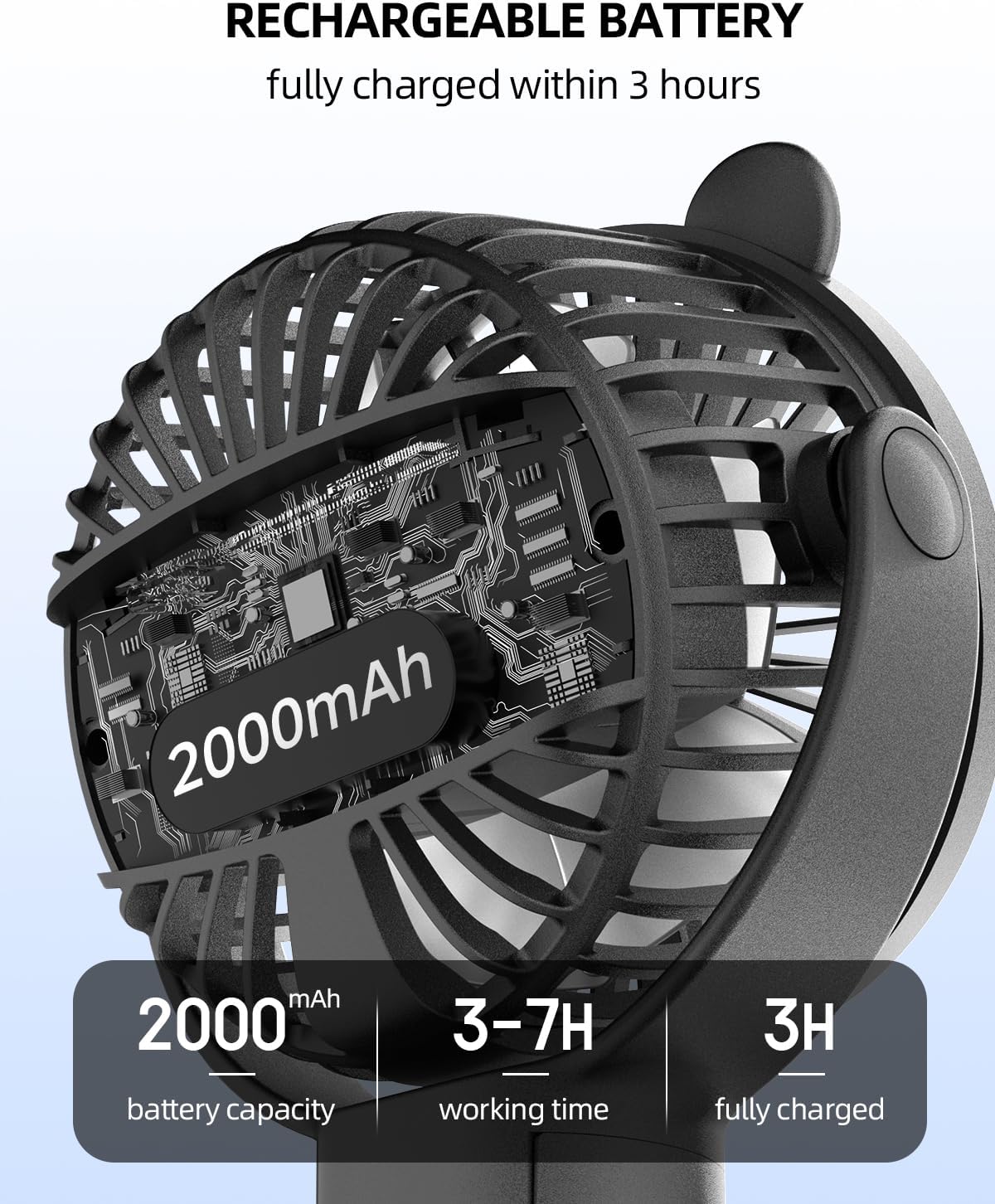 Ventilateur Portable Rechargeable pour Poussette et Voyage - Mini Ventilateur à Pince Flexible 360° avec Affichage Numérique - Essentiel Bébé Été