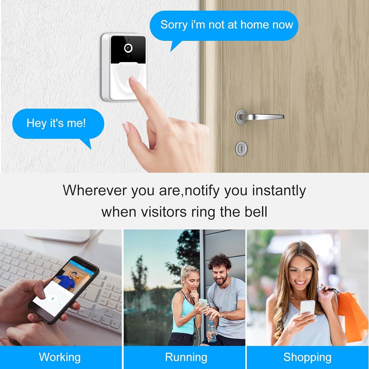 Caméra de Sonnette Sans Fil Intelligente HD avec Télécommande | Batterie & Rechargeable | Contrôle par Application De Speelgoed Koning