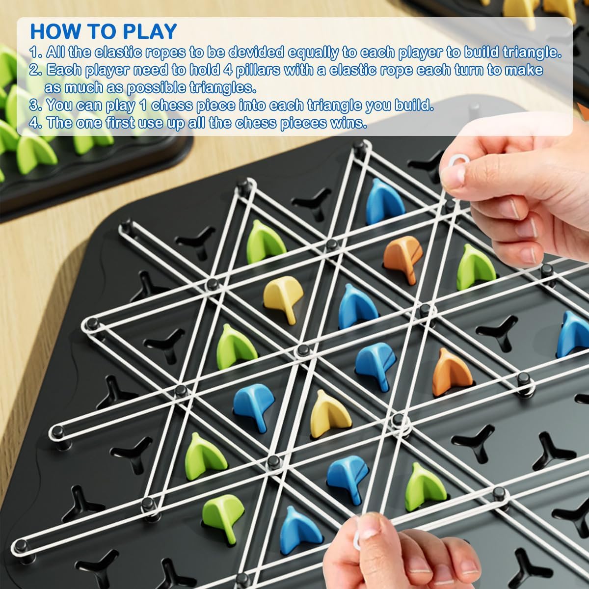 Jeu d’échecs triangulaire en chaîne | Jeux de société géométriques pour soirées en famille, jeux pour enfants et adultes 2 à 4 joueurs King of Toys