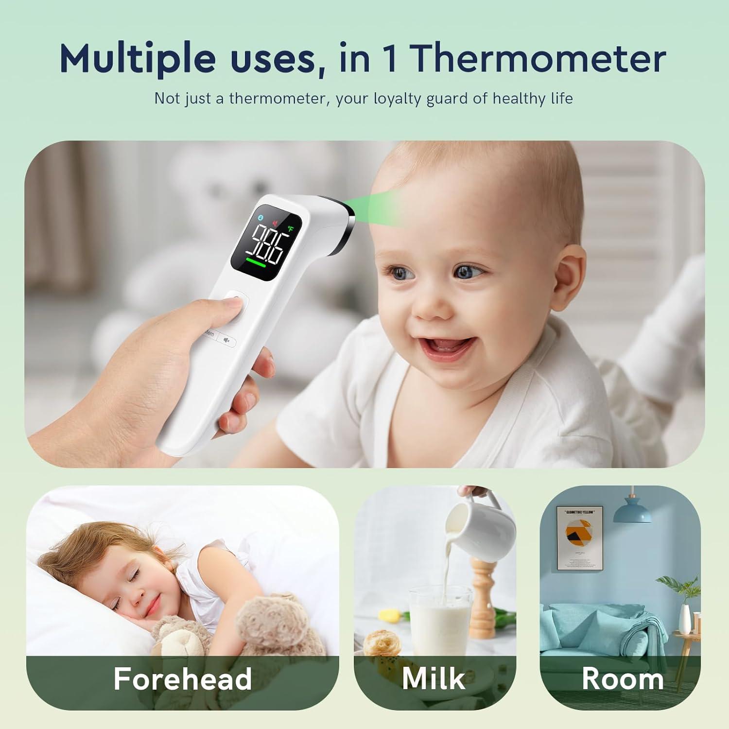 Thermomètre Numérique Sans Contact avec Alarme de Fièvre et Mode Silencieux | Pour Adultes, Enfants et Bébés King of Toys