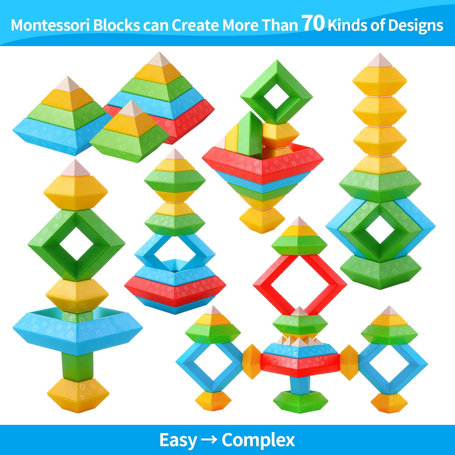 Blocs de Construction - Jouets Montessori pour 2 ans