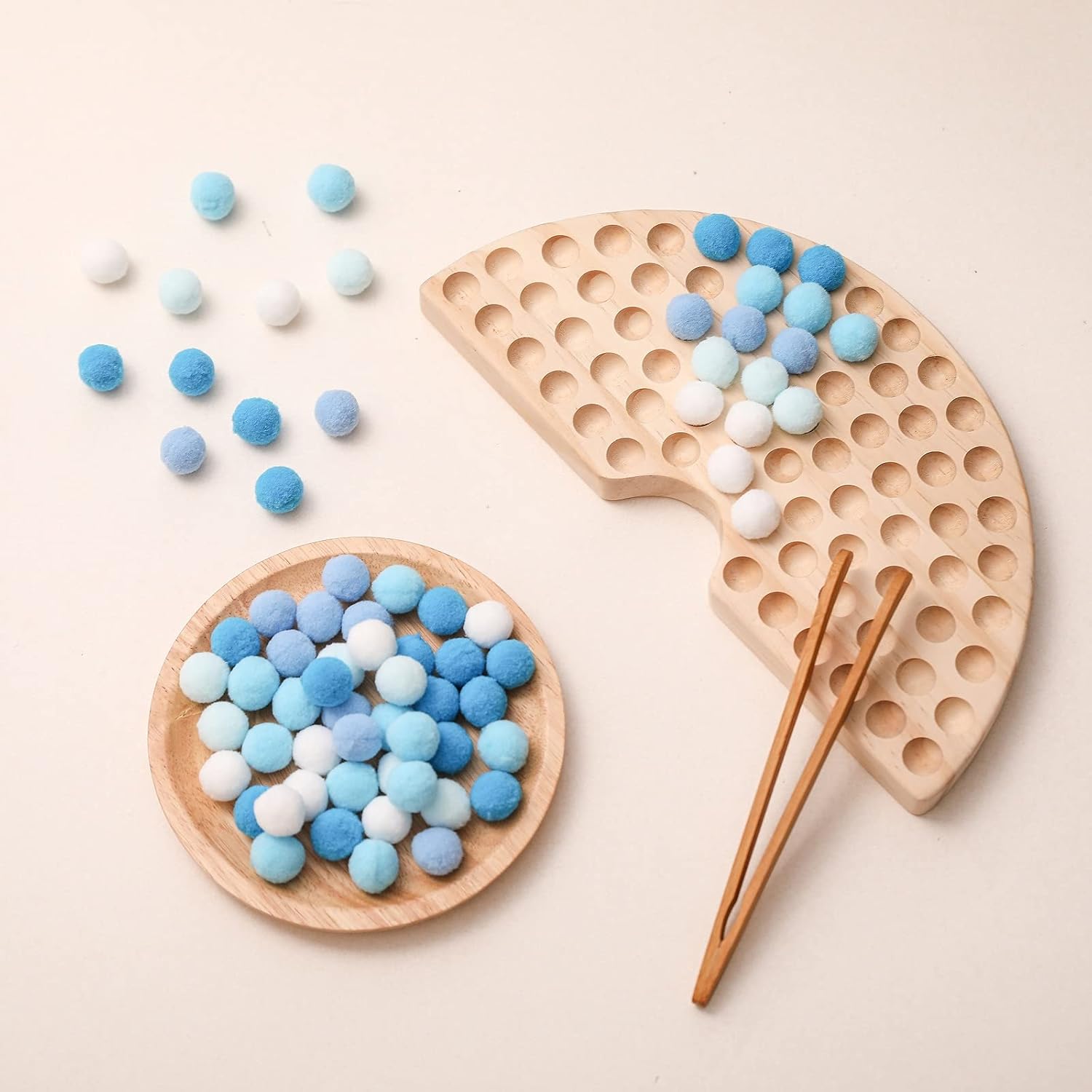 Jeu de Perles et Planche en Bois Montessori | Jouet éducatif pour tout-petits | Tri des couleurs et comptage | Développement de la motricité fine