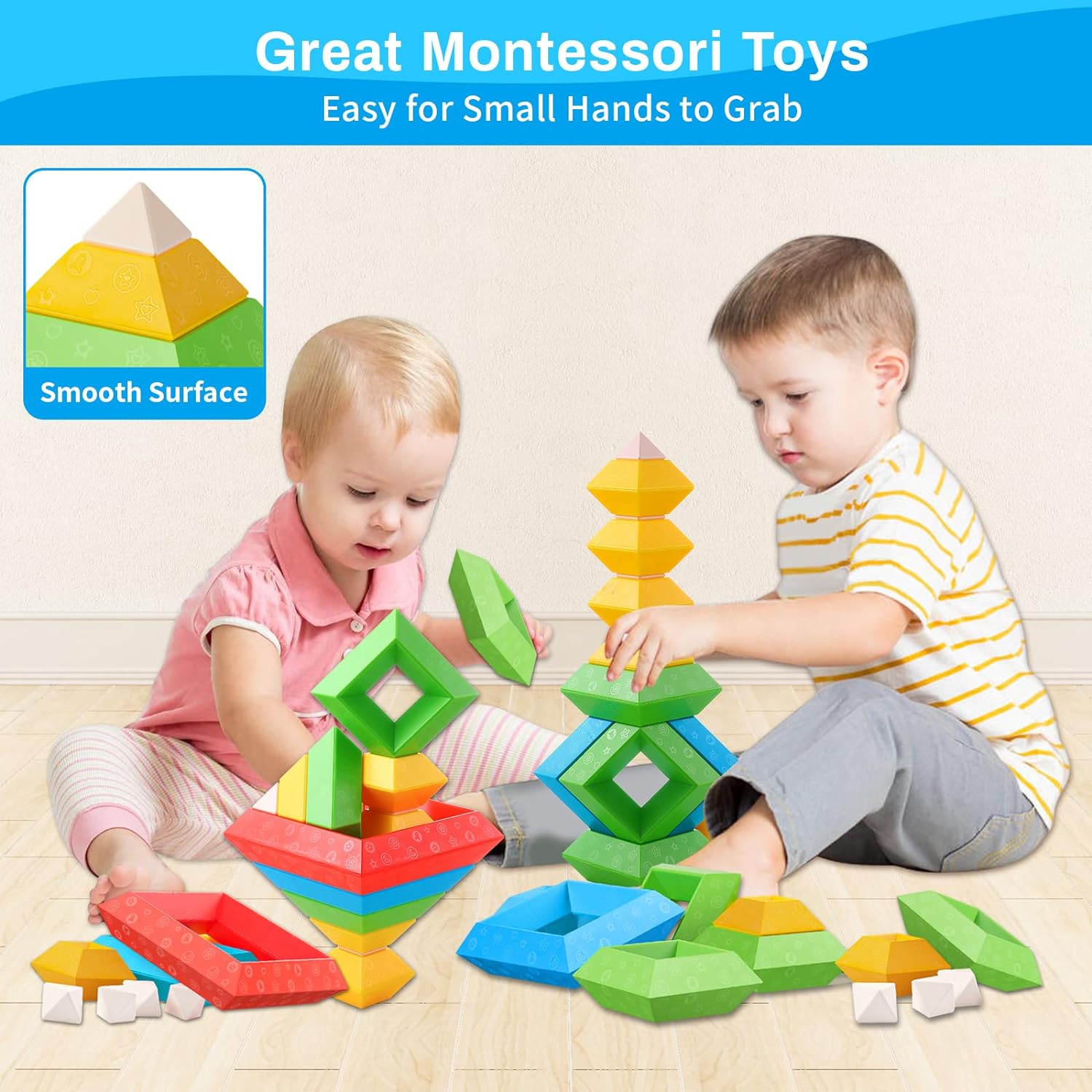 Blocs de Construction - Jouets Montessori pour 2 ans