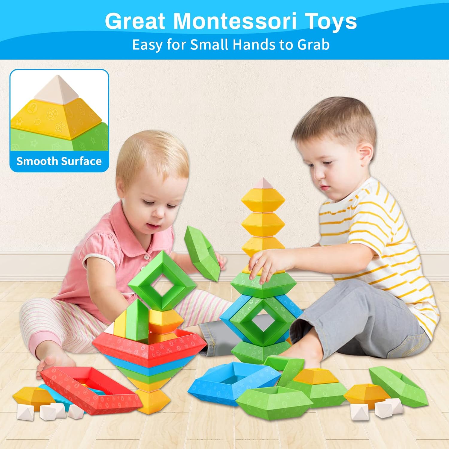 Blocs empilables pour tout-petits | 30PCS Jouet Montessori STEM | Cadeau éducatif préscolaire pour les 1-4 ans King of Toys