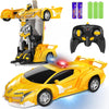 Voiture-robot transformable télécommandée | Voiture de police RC avec transformation à un bouton, lumière clignotante et rotation à 360° pour enfants King of Toys