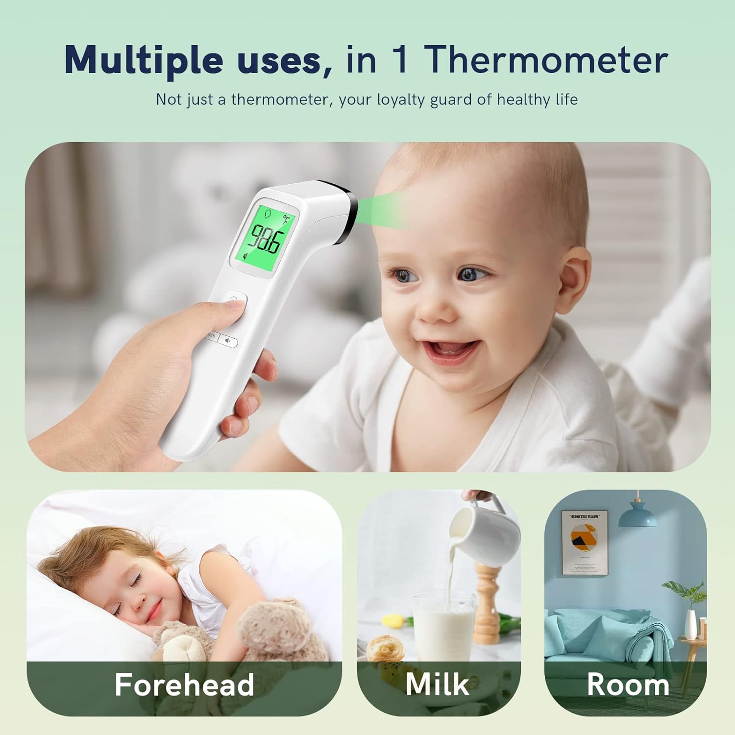 Thermomètre Numérique Sans Contact avec Alarme de Fièvre et Mode Silencieux | Pour Adultes, Enfants et Bébés King of Toys