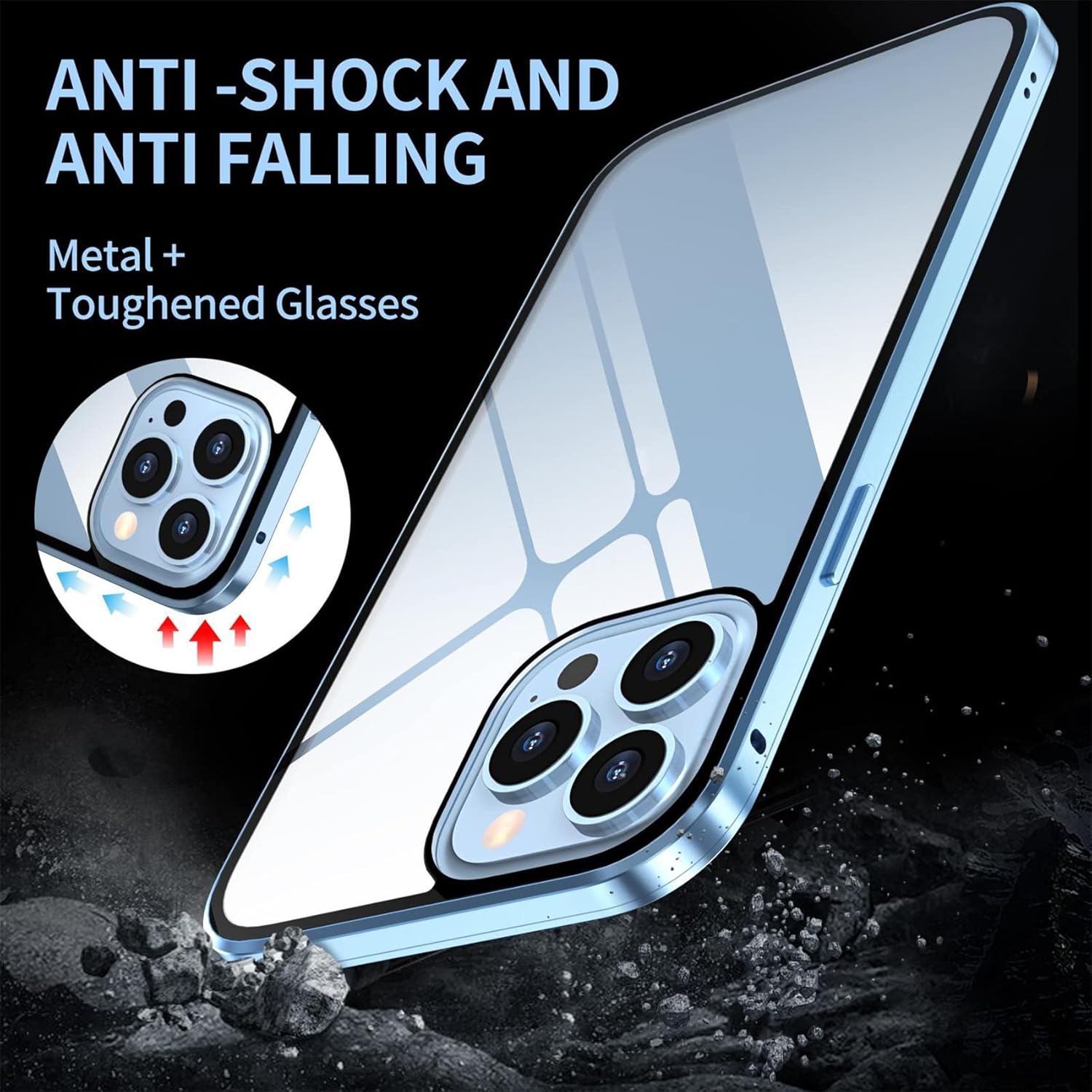 Coque de protection anti-regard magnétique pour iPhone | Coque en verre trempé anti-espion pour iPhone avec protecteur d'écran de confidentialité King of Toys