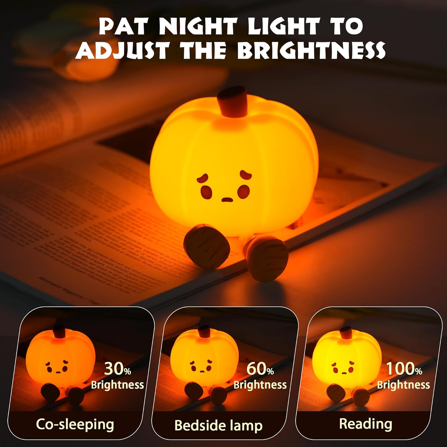 Lampe de Nuit Citrouille | Lampe LED Rechargeable Tactile de Chevet en Silicone Dimmer pour Enfants King of Toys
