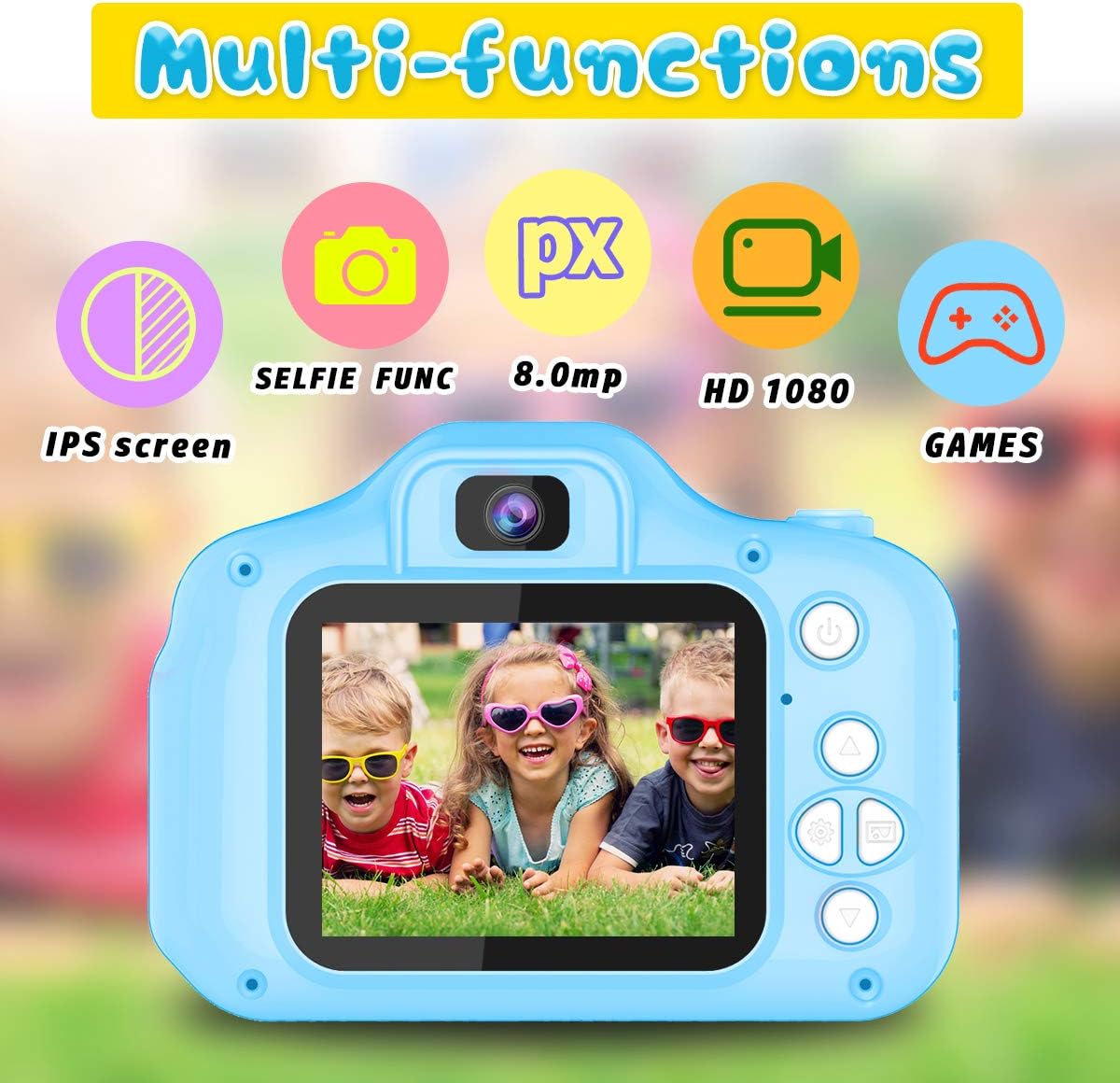 Appareil Photo Selfie HD pour Enfants | Caméra Portable avec Carte SD 32GB pour Enfants de 3-9 Ans