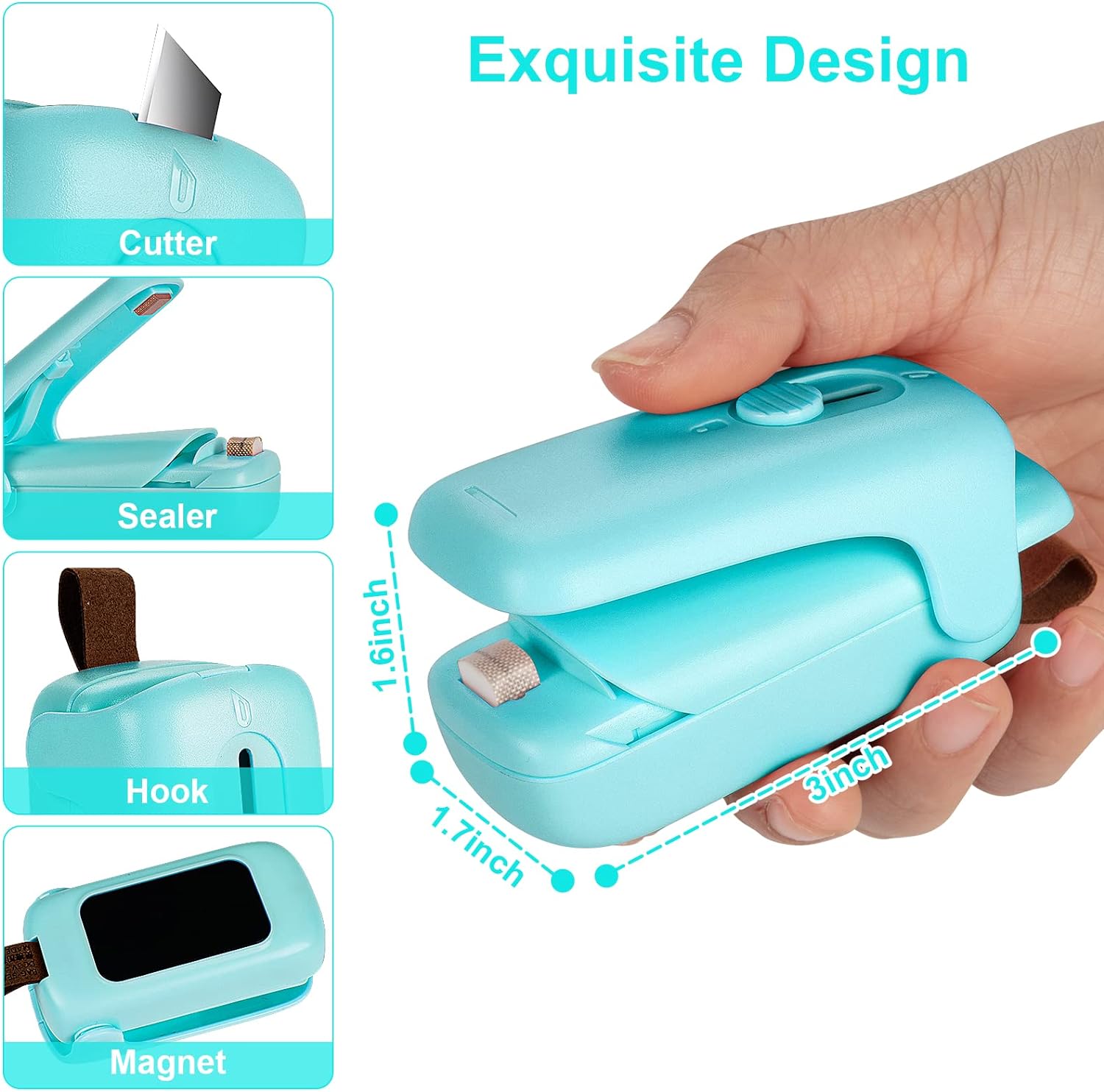 Scelleuse de Sachets l Scelleuse Thermique avec Coupeur & Aimant l Mini Machine à Sceller Portable (2 Piles AA Incluses) King of Toys