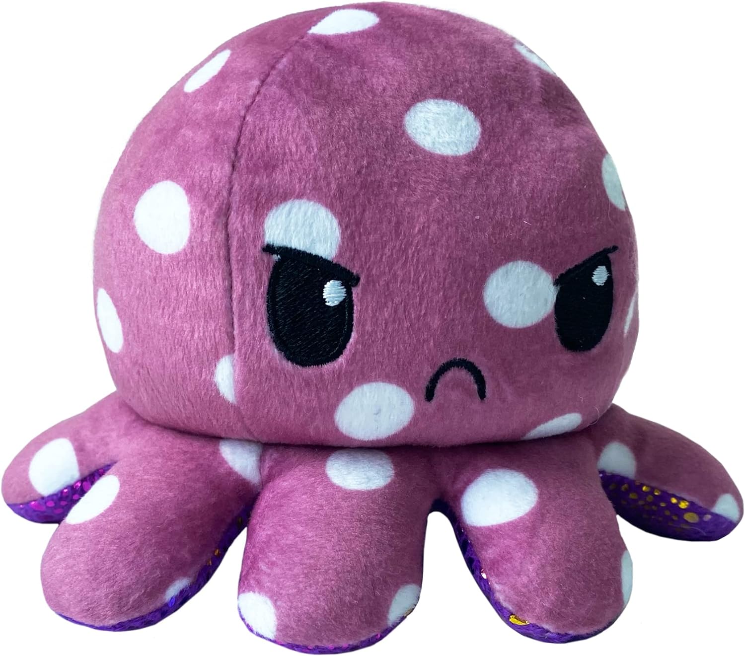 Peluche Octopus Réversible - Violet + Bleu - Mignons Animaux en Peluche Sensory Fidget Qui Montre Votre Humeur, Bleu en Colère + Violet Heureux, 10 cm De Speelgoed Koning