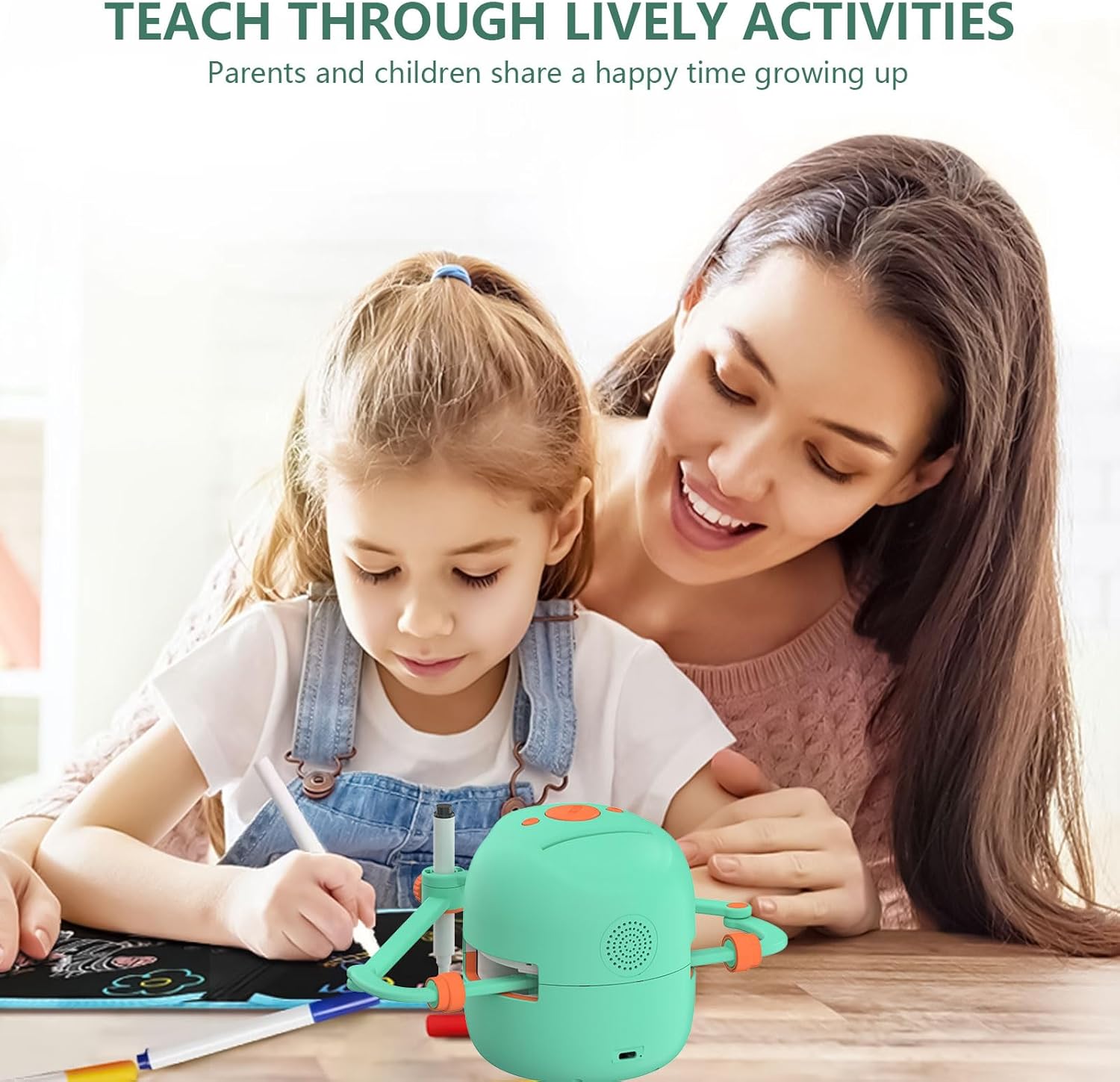 Robot de Dessin Éducatif Interactif | Jouet Montessori avec 100 Cartes de Mots et Interaction Vocale pour Enfants de 5 Ans et Plus King of Toys