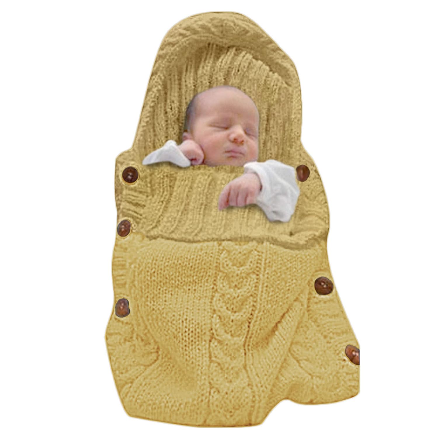 Sac de Couchage Bébé en Tricot Épais pour Nouveau-Né 0-6 Mois - Couverture d'Emmaillotage Laine avec Capuche - Cadeau de Naissance Hiver