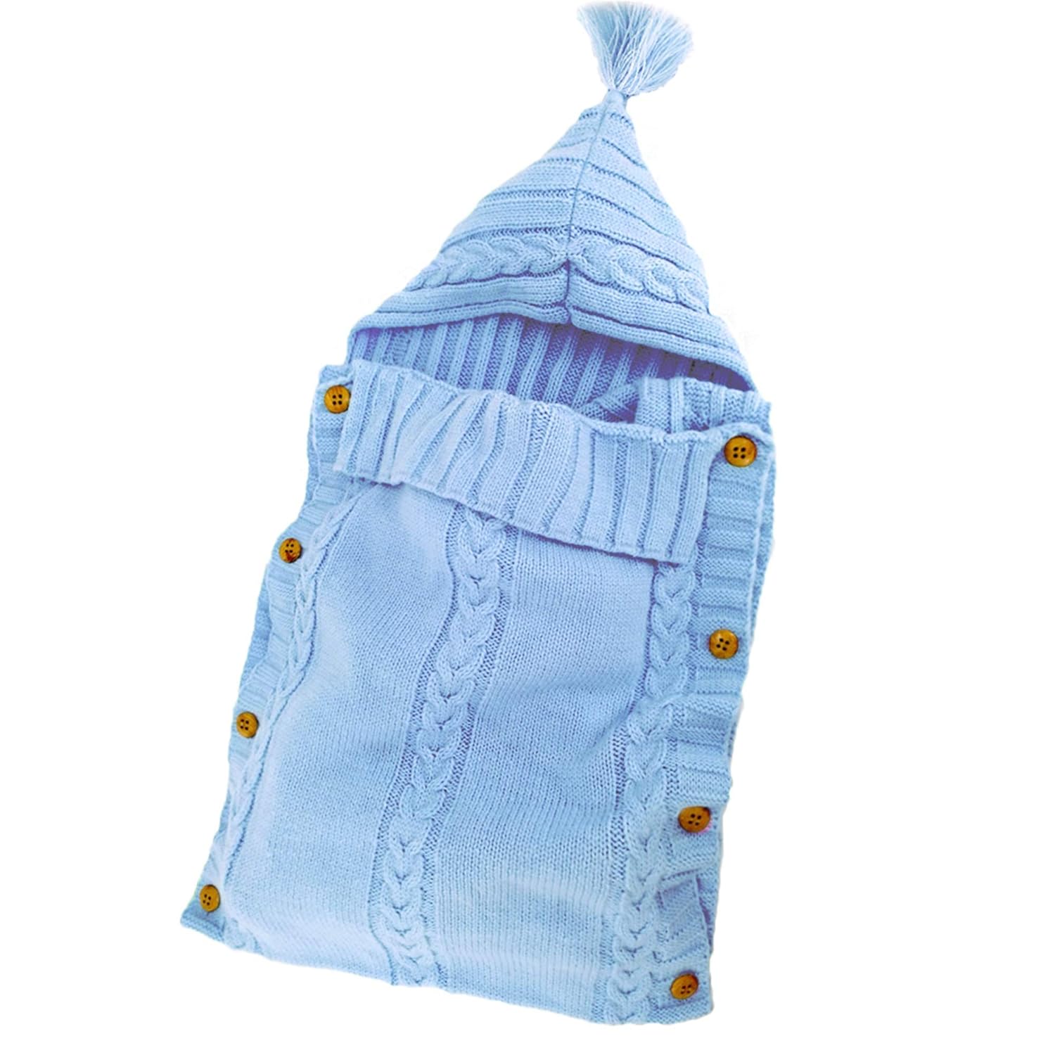 Sac de Couchage Bébé en Tricot Épais pour Nouveau-Né 0-6 Mois - Couverture d'Emmaillotage Laine avec Capuche - Cadeau de Naissance Hiver