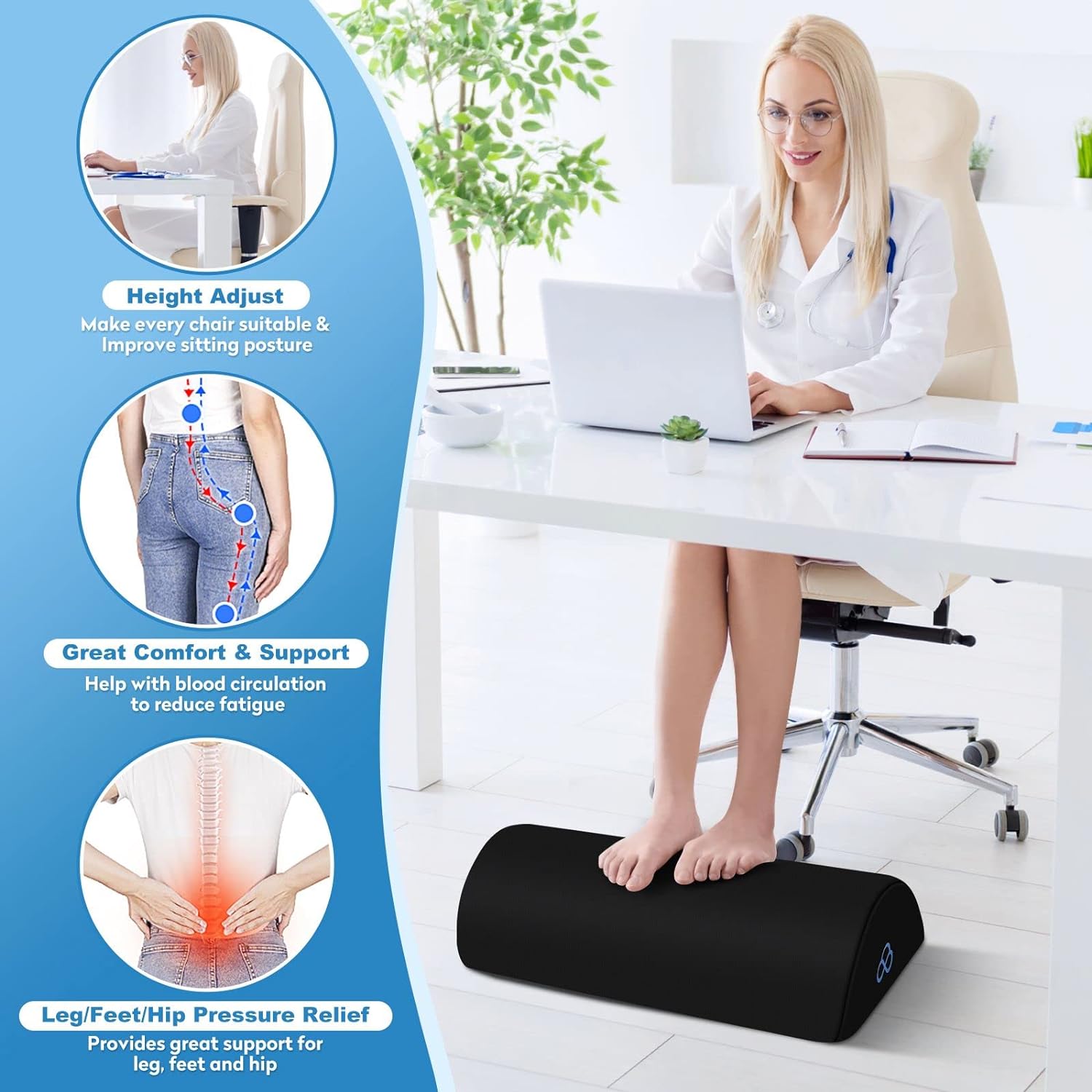 HomeBliss l Footrest for Desk at Work l versatile Footstool l Washable Cover Speelgoed Koning