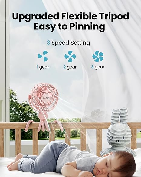 Mini Ventilateur Portable pour Poussette avec Petite Pince et Batterie De Speelgoed Koning
