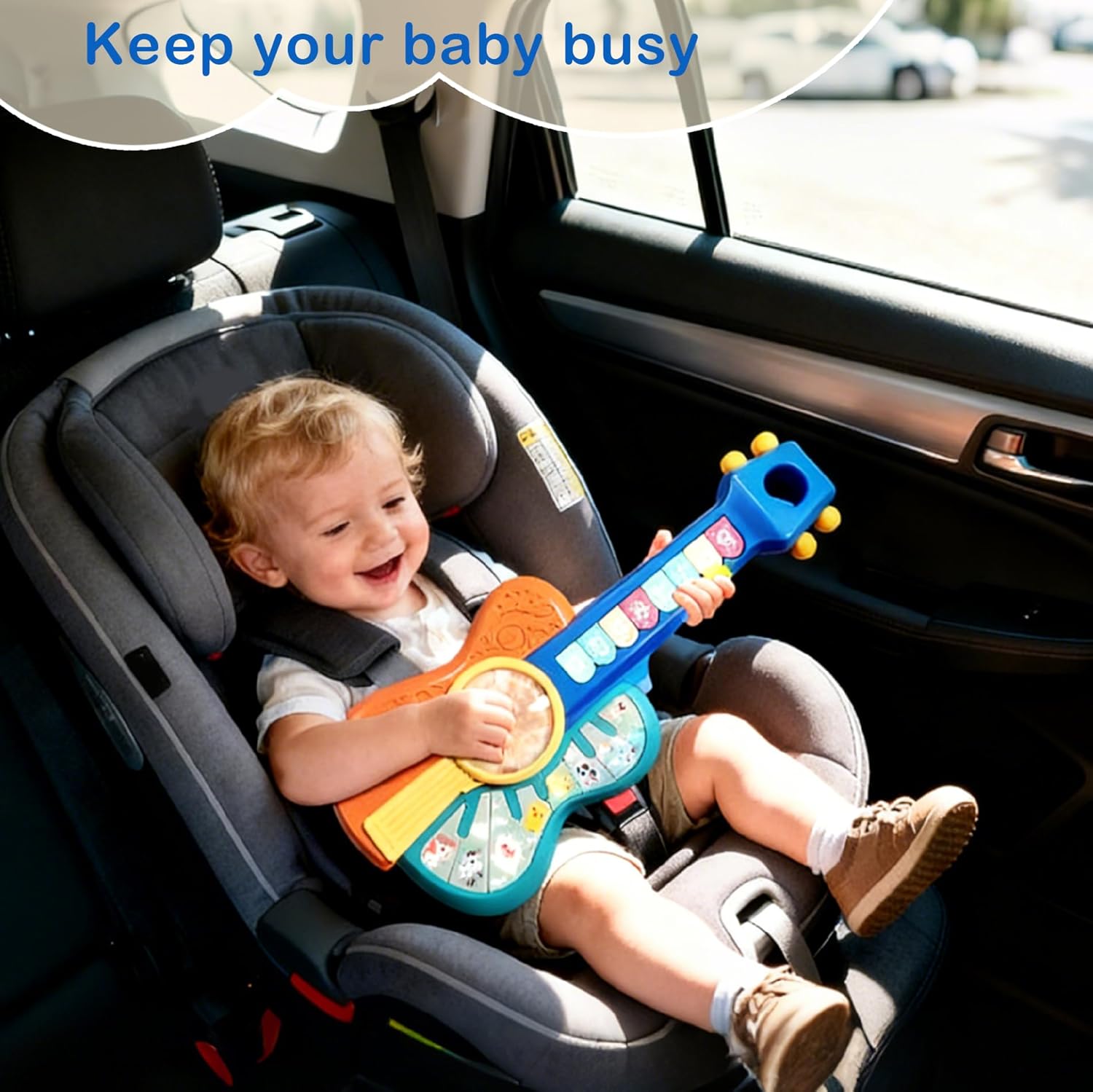 Guitare Musicale pour Bébé 1-2 Ans - Jouet Éducatif avec Lumières et Sons pour Garçons et Filles - Cadeau Interactif pour Tout-Petits