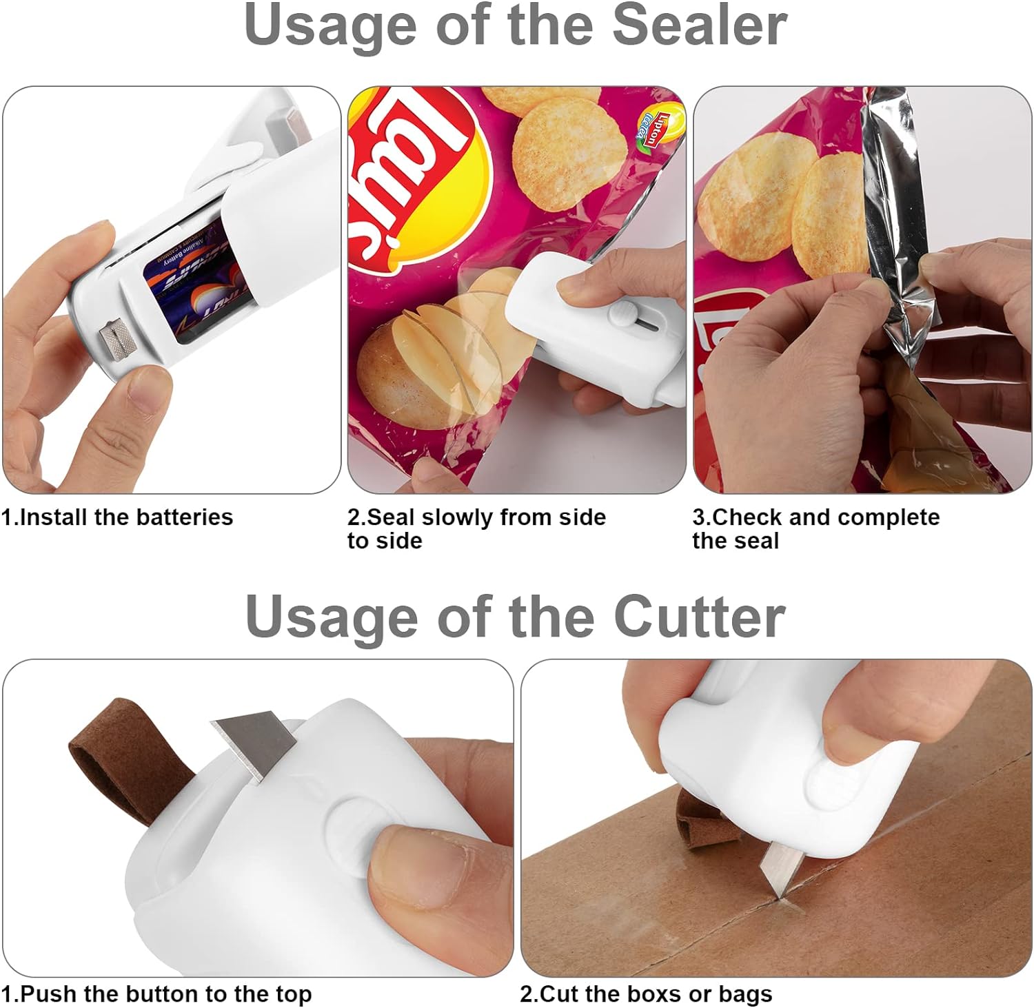 Scelleuse de Sachets l Scelleuse Thermique avec Coupeur & Aimant l Mini Machine à Sceller Portable (2 Piles AA Incluses) King of Toys