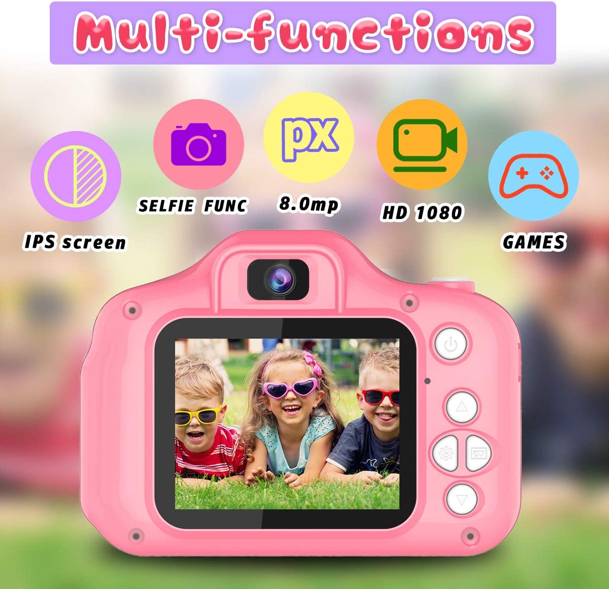 Appareil Photo Selfie HD pour Enfants | Caméra Portable avec Carte SD 32GB pour Enfants de 3-9 Ans