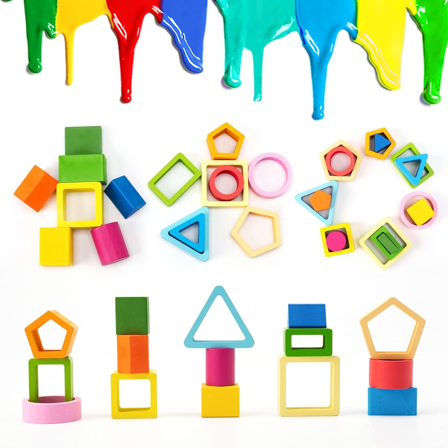 WoodGame l Jouets à trier et à empiler pour les bébés d'âge préscolaire l Jouets Montessori en bois pour les garçons et les filles de 1 2 3 ans. De Speelgoed Koning