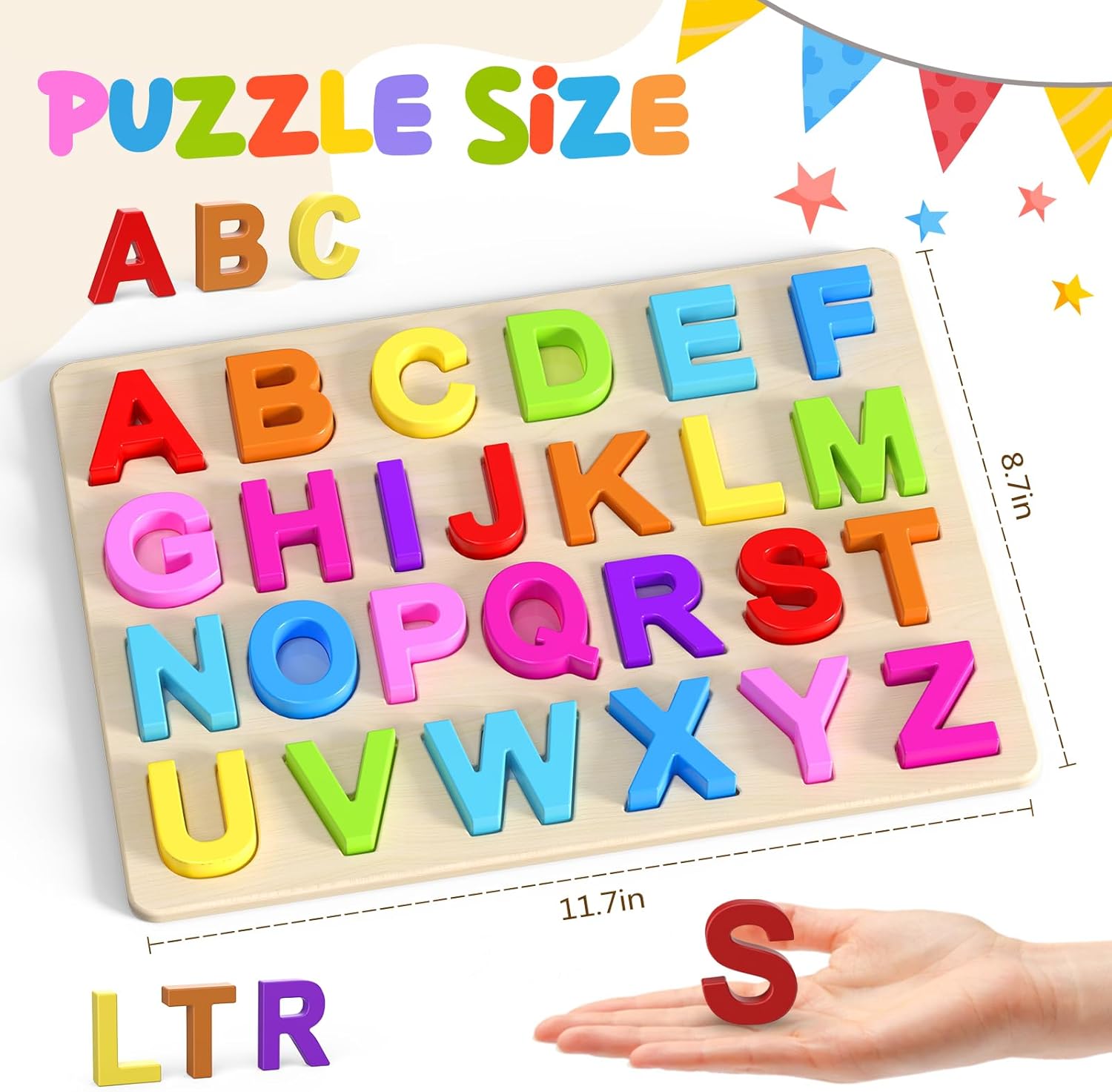 Puzzle Alphabet en Bois Montessori pour Enfants 3 Ans et Plus - Jeu Éducatif des Lettres Majuscules pour Tout-Petits Garçons et Filles - Cadeau Apprentissage Préscolaire