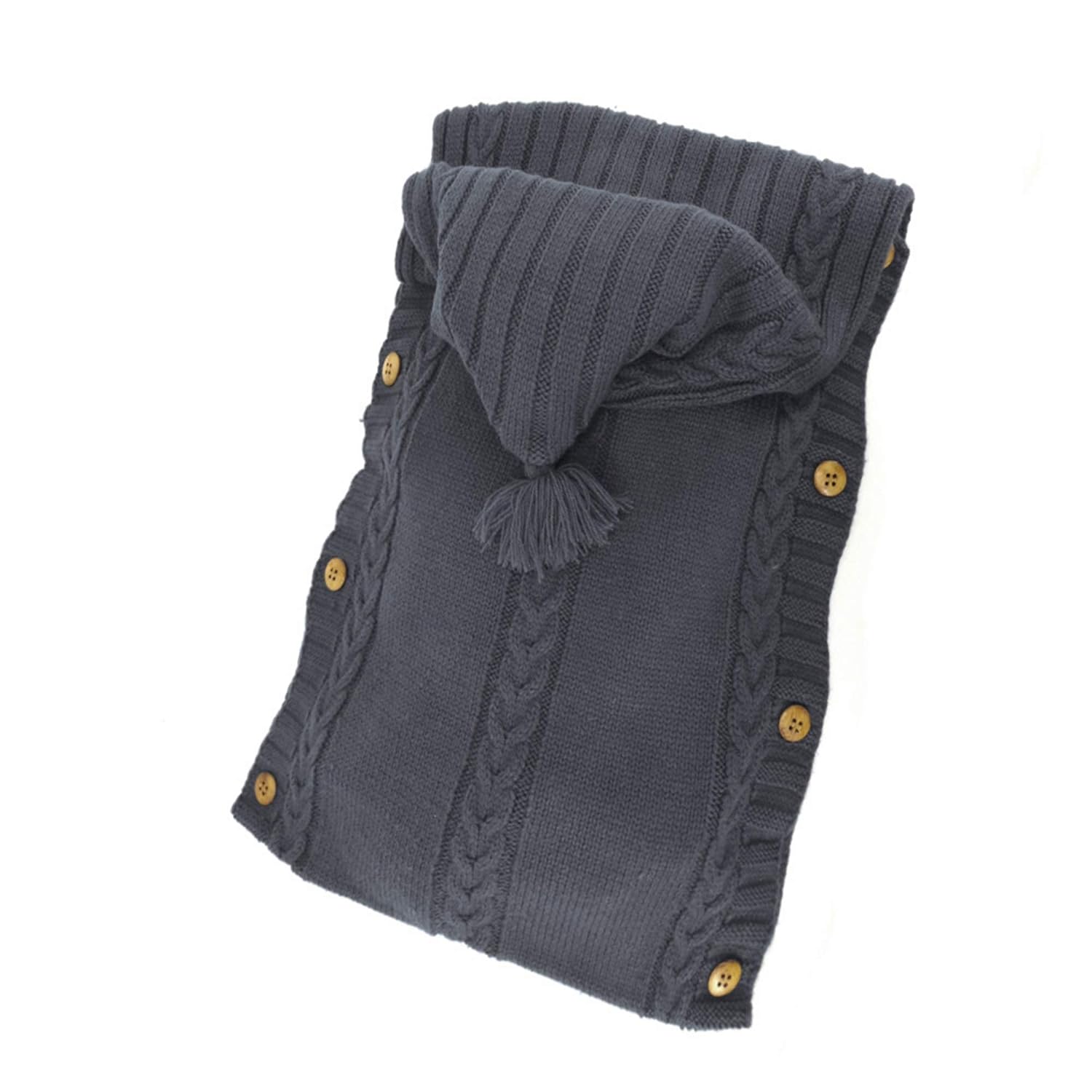 Sac de Couchage Bébé en Tricot Épais pour Nouveau-Né 0-6 Mois - Couverture d'Emmaillotage Laine avec Capuche - Cadeau de Naissance Hiver